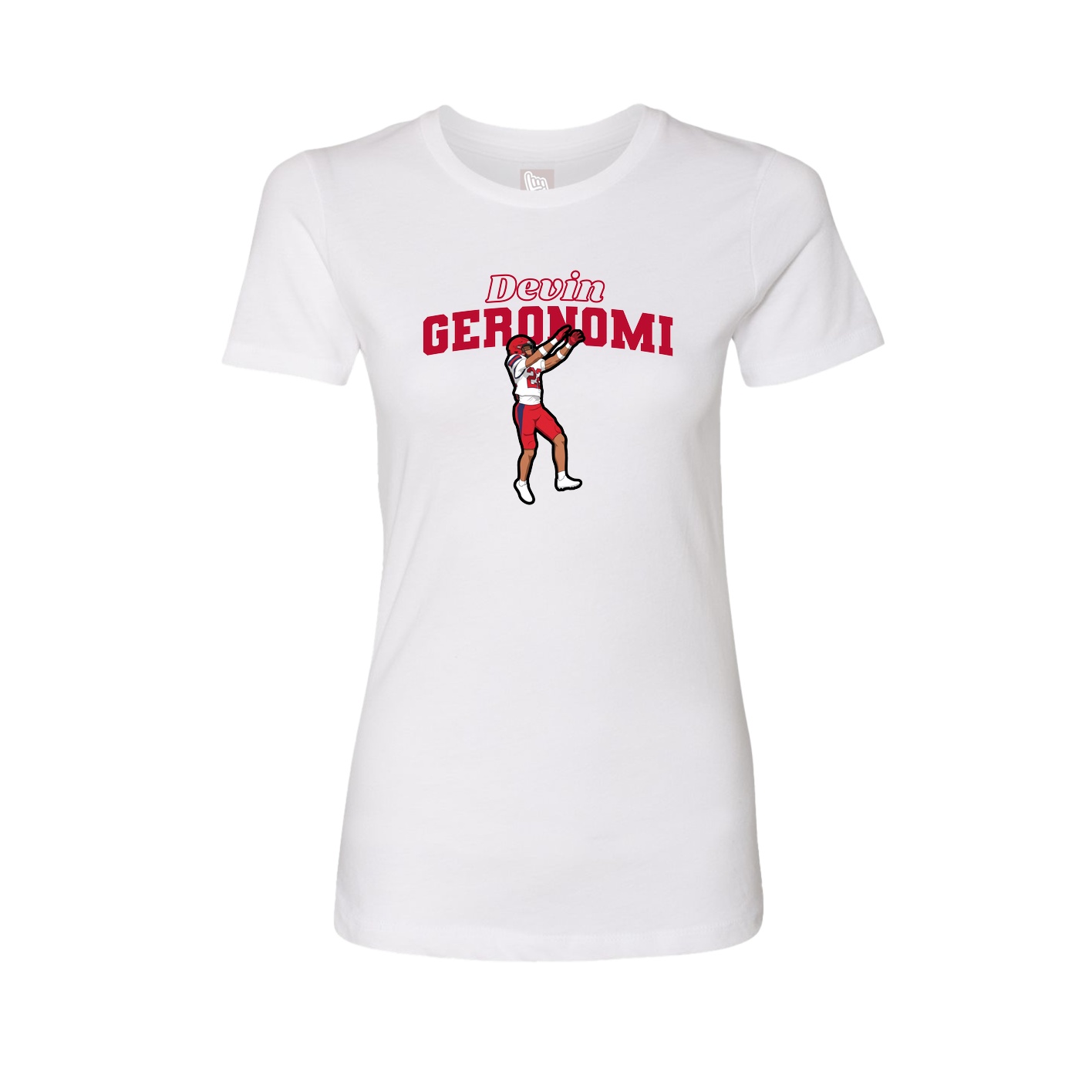 Fitted Women's Tee — Name Arch in White