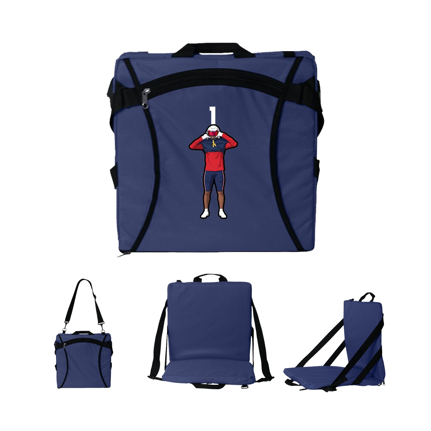 Folding Stadium Seat — Number Top in Navy