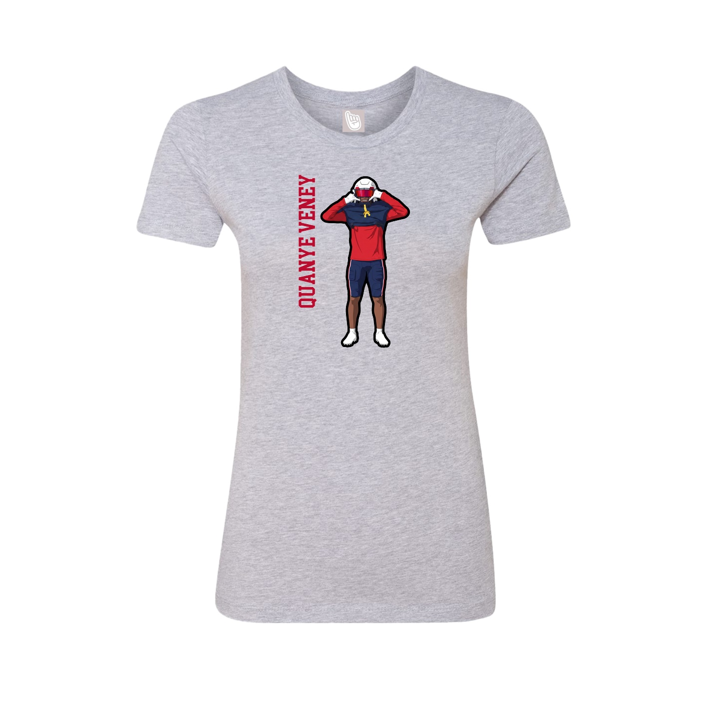 Fitted Women's Tee — Name Vertical in Grey