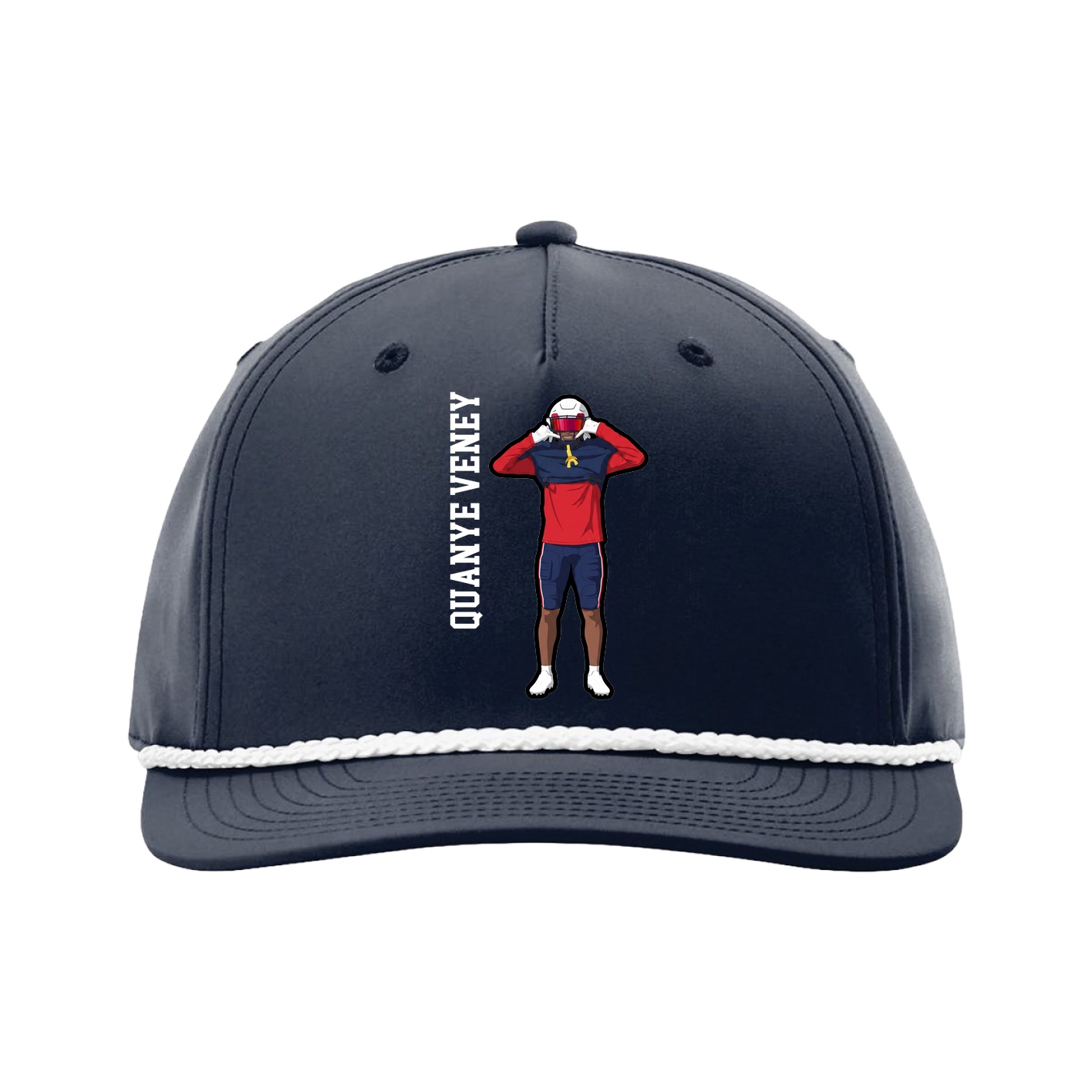 Five-Panel Classic Rope Cap — Name Vertical in Navy