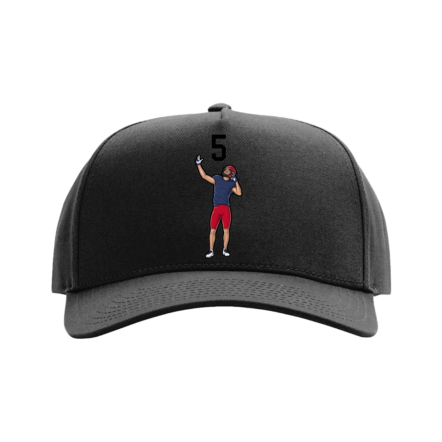 Full Fabric Five-Panel Champ Cap — Number Top in Black