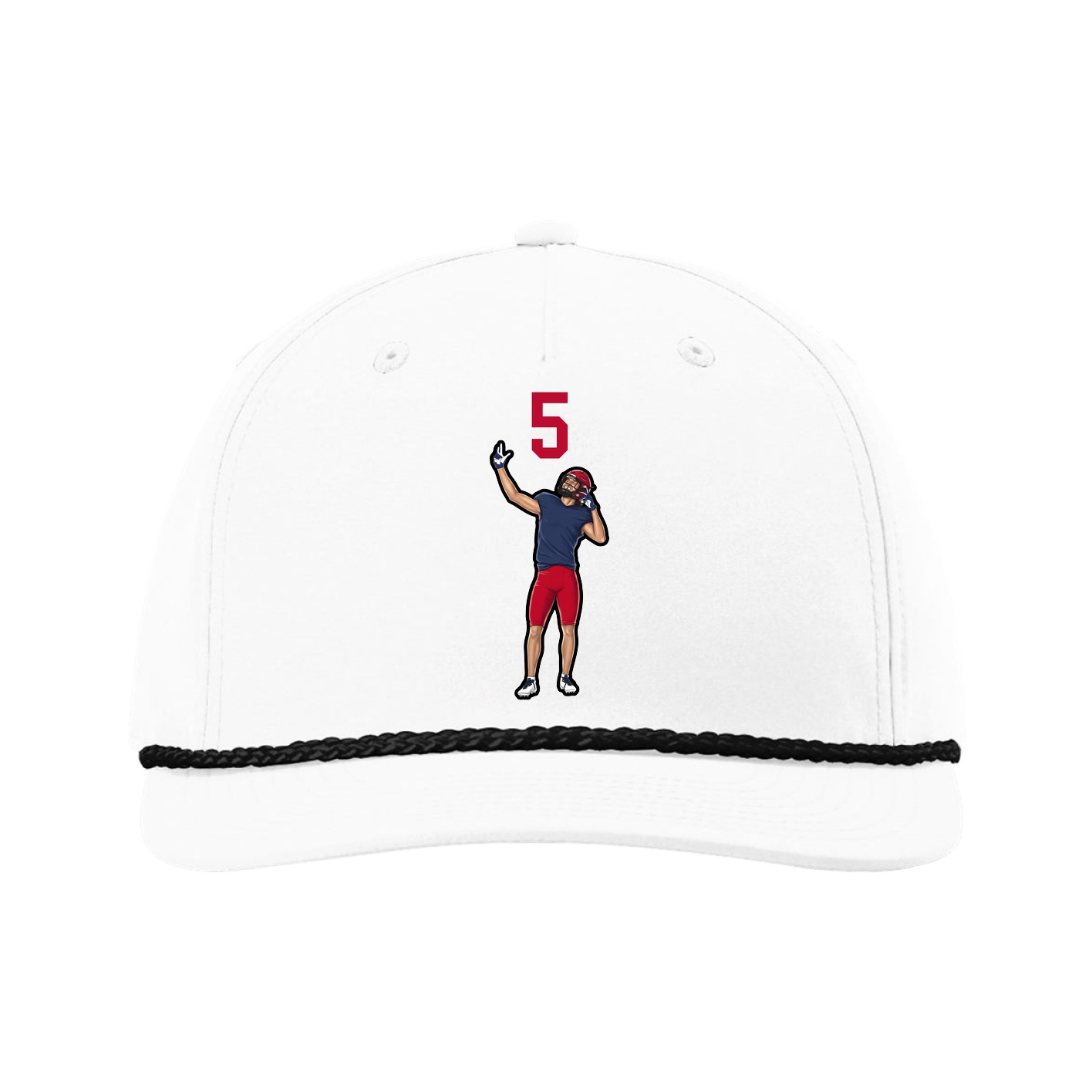 Five-Panel Classic Rope Cap — Number Top in White