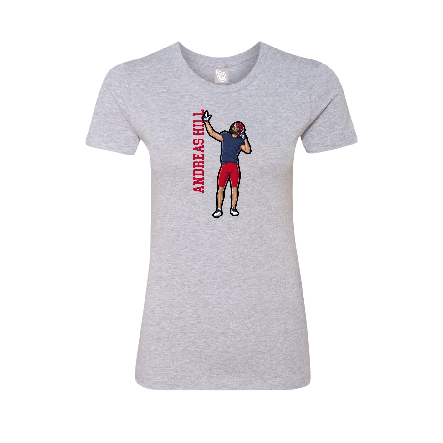 Fitted Women's Tee — Name Vertical in Grey