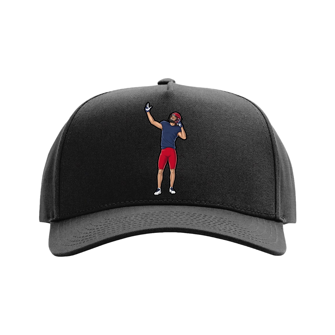 Full Fabric Five-Panel Champ Cap — Name Vertical in Black
