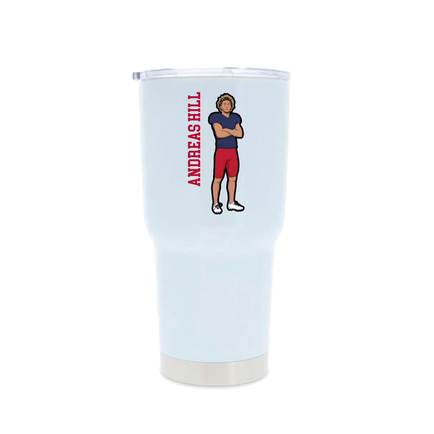 30oz Stainless Steel Tumbler — Name Vertical in White