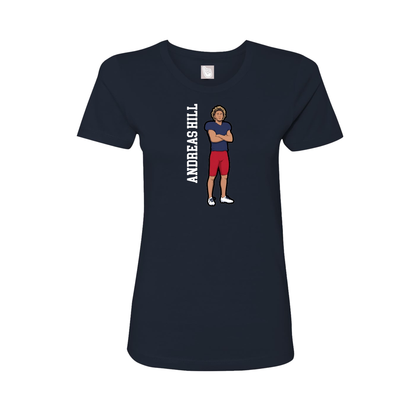 Fitted Women's Tee — Name Vertical in Navy
