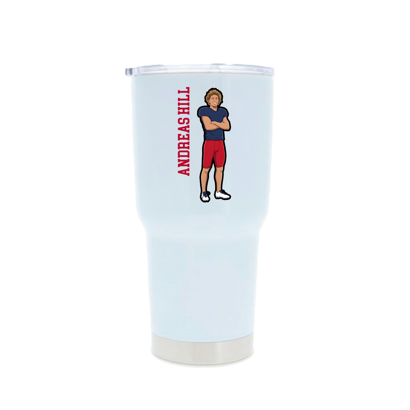 30oz Stainless Steel Tumbler — Name Vertical in White