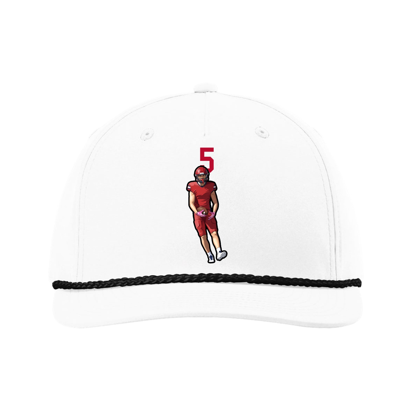 Five-Panel Classic Rope Cap — Number Top in White