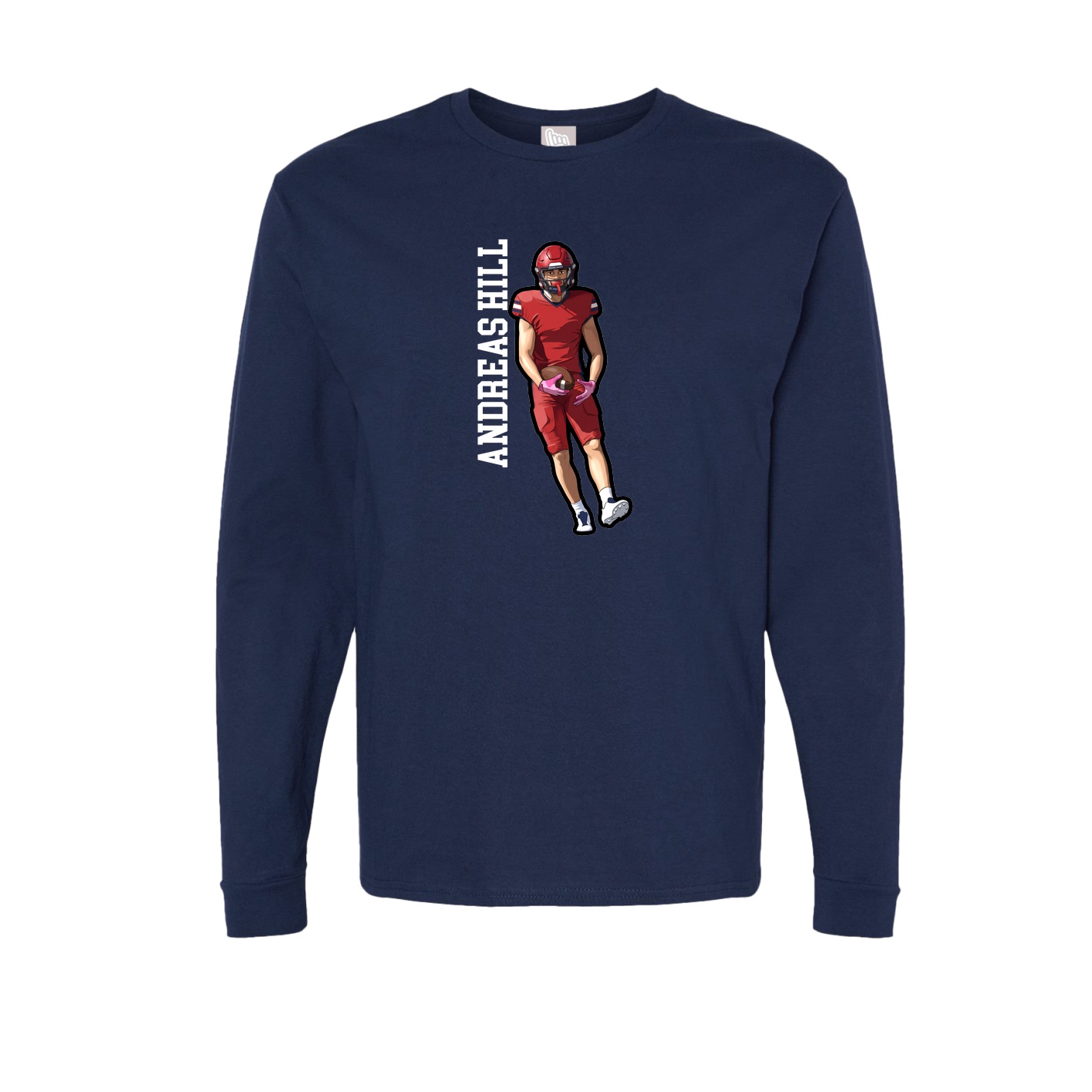 Long Sleeve Tee — Name Vertical in Navy