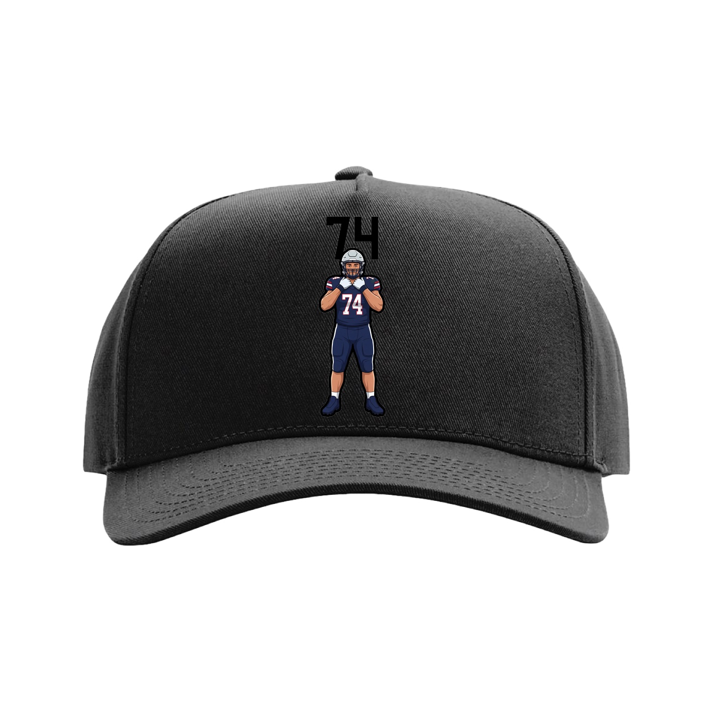 Full Fabric Five-Panel Champ Cap — Number Top in Black