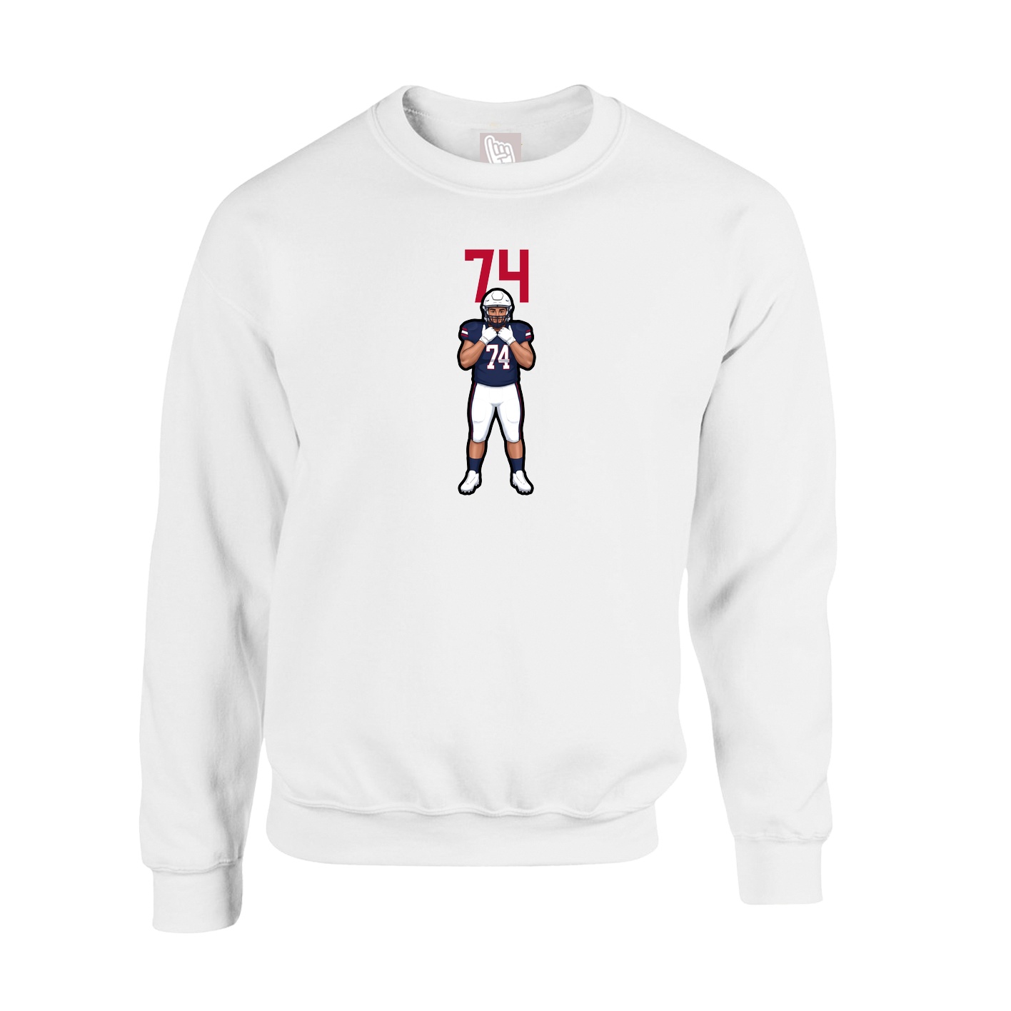 Fleece Crew — Number Top in White