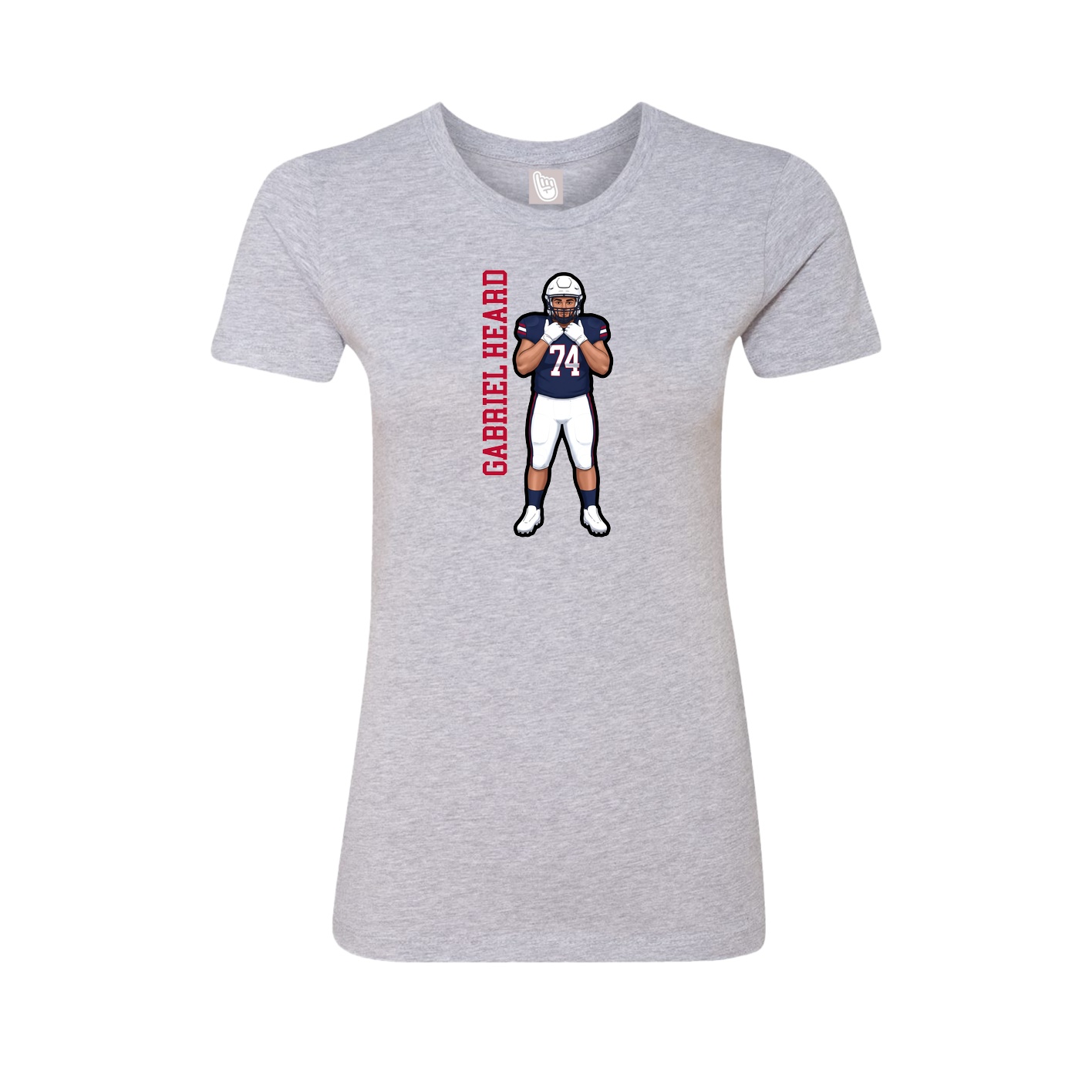 Fitted Women's Tee — Name Vertical in Grey