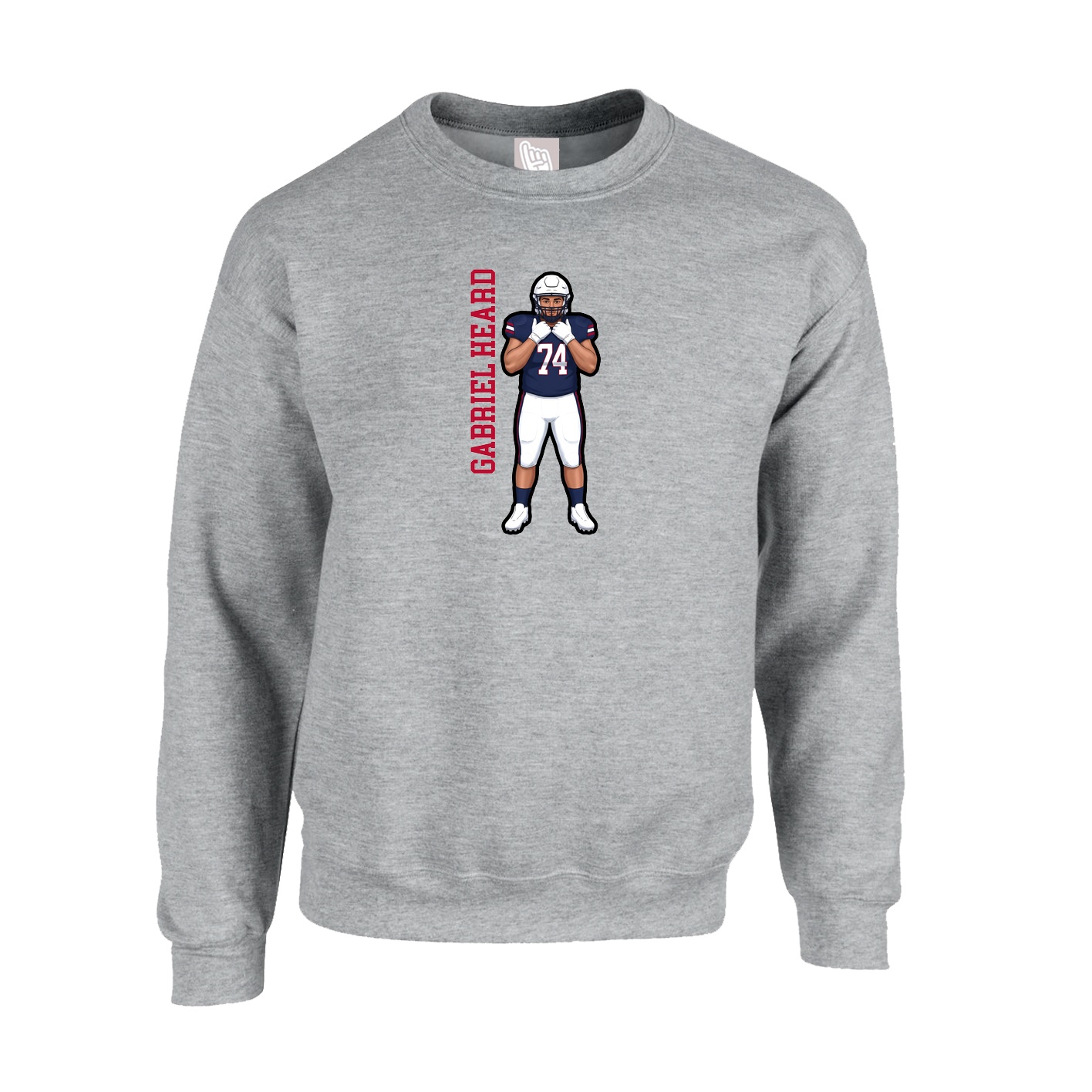 Fleece Crew — Name Vertical in Grey