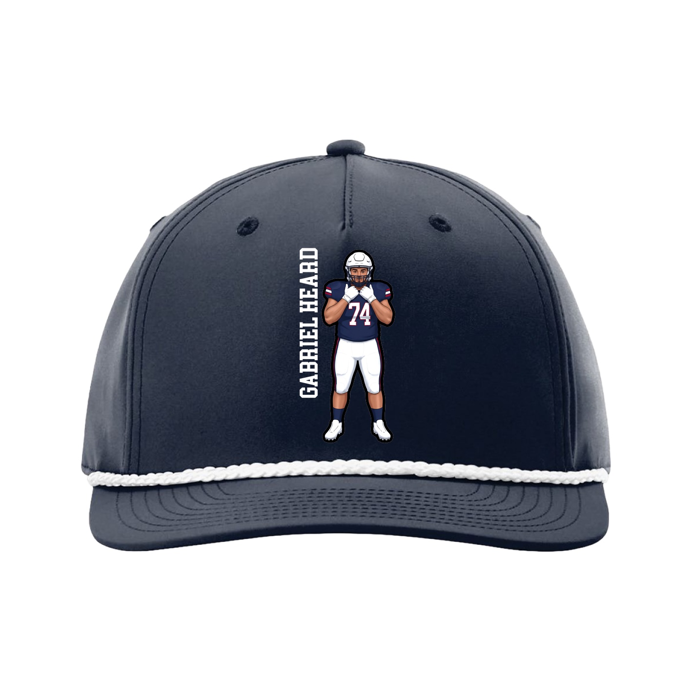 Five-Panel Classic Rope Cap — Name Vertical in Navy