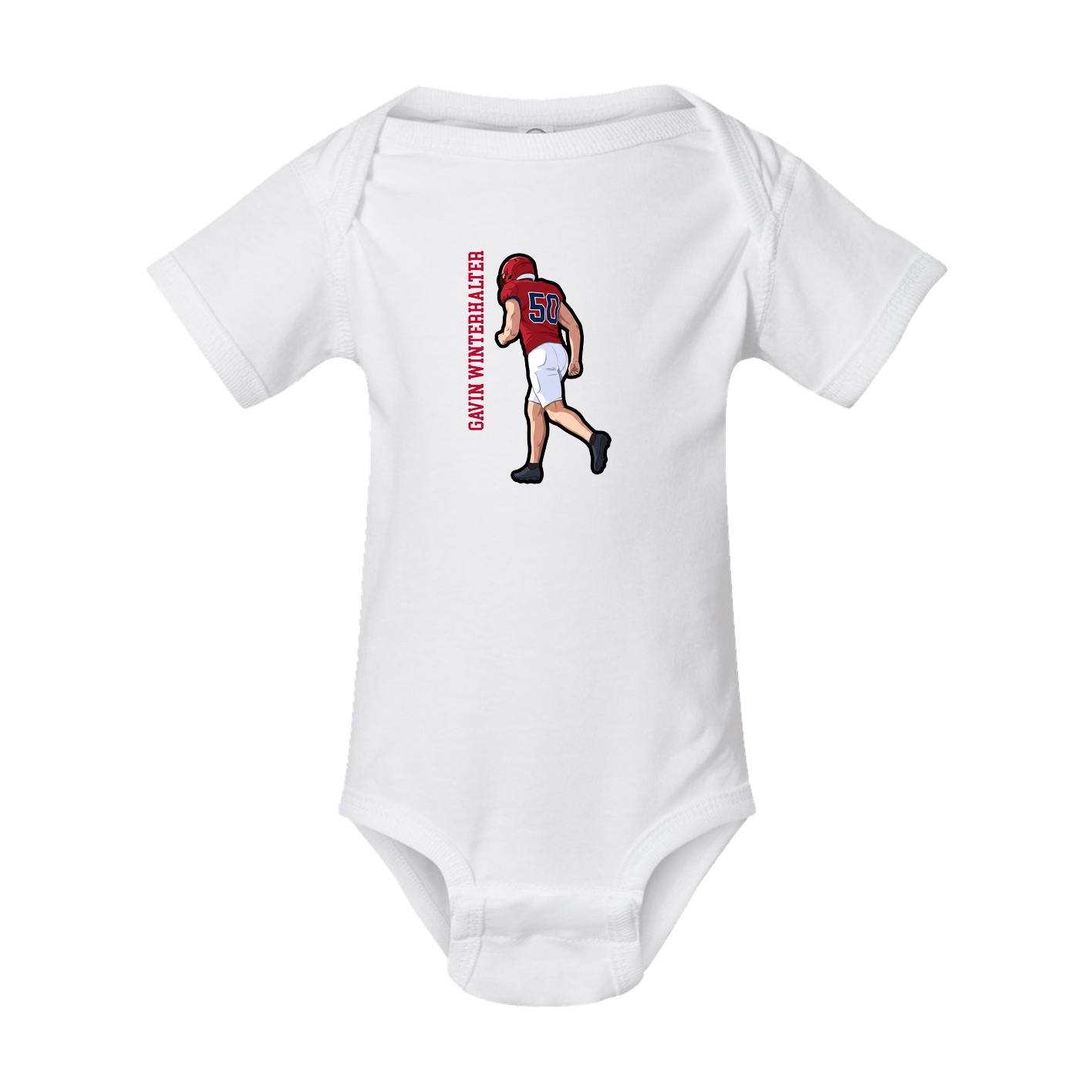 Baby Onesie — Name Vertical in White