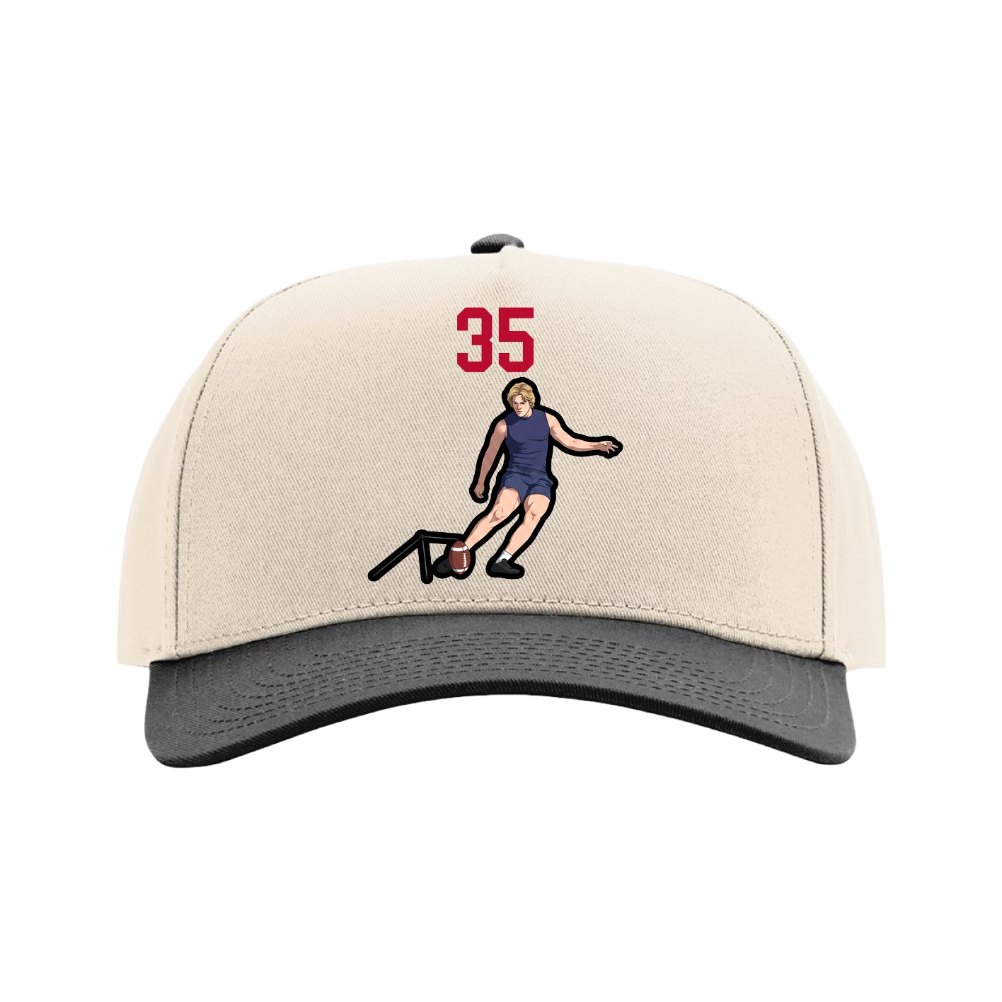 Full Fabric Five-Panel Champ Cap — Number Top in Cream/Black