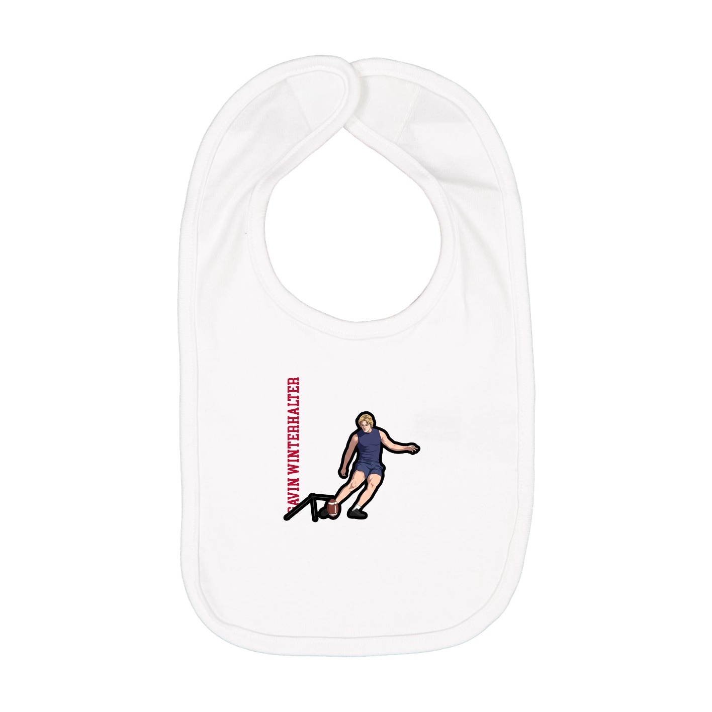 Infant Bib — Name Vertical in White