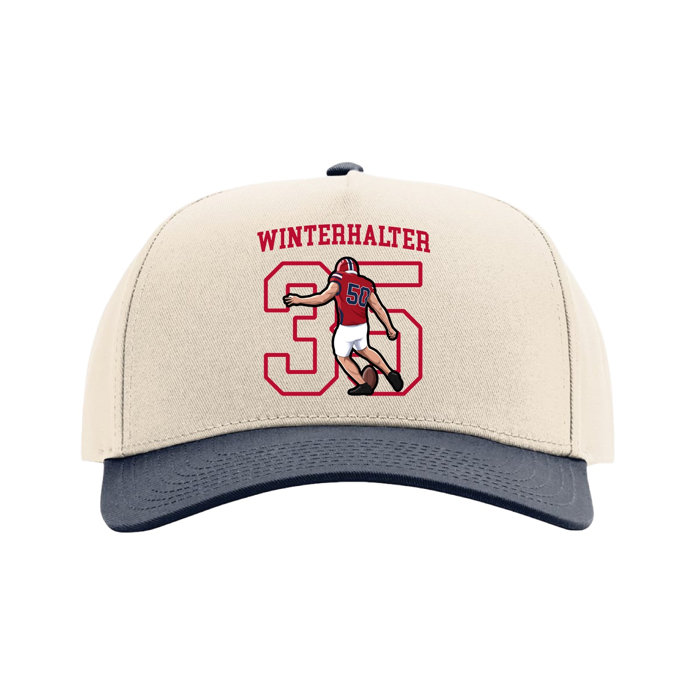 Full Fabric Five-Panel Champ Cap — Shirsey in Cream/Navy