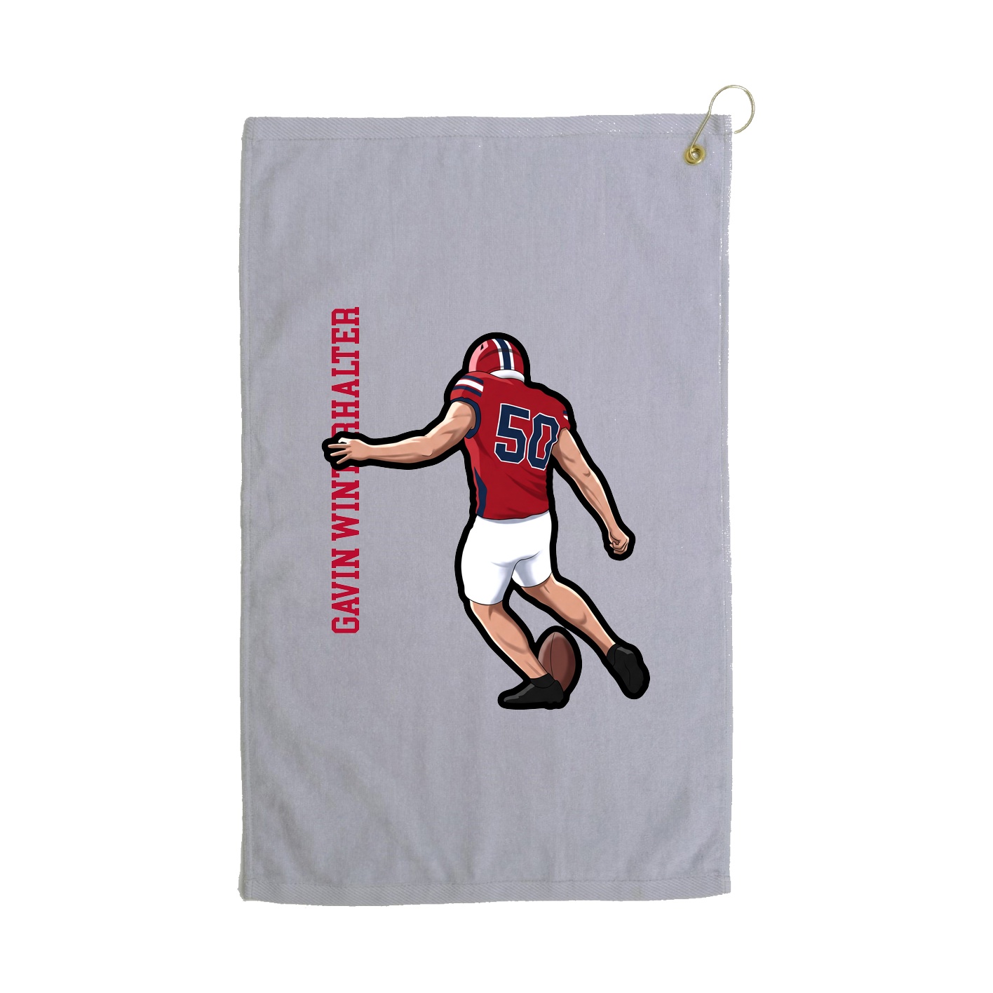 Golf Towel — Name Vertical in Grey
