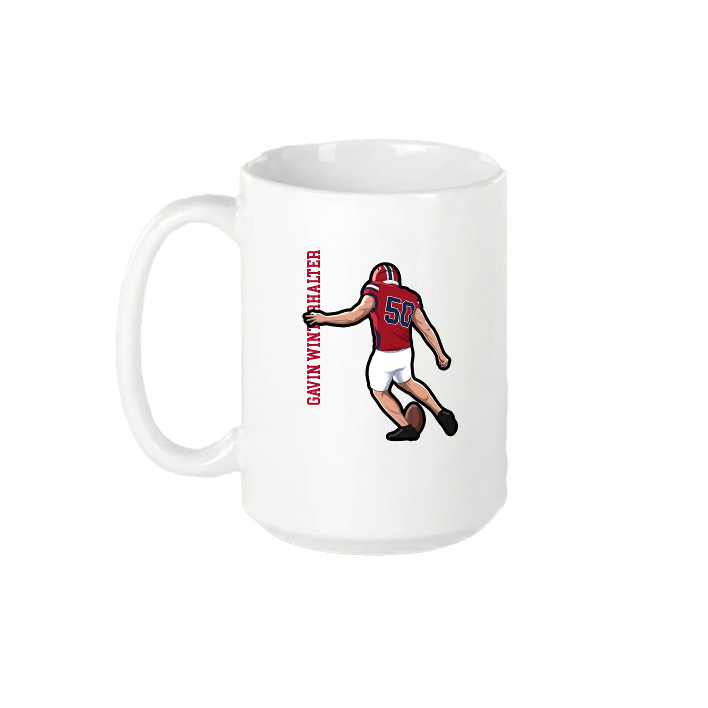 15oz Coffee Mug — Name Vertical in White