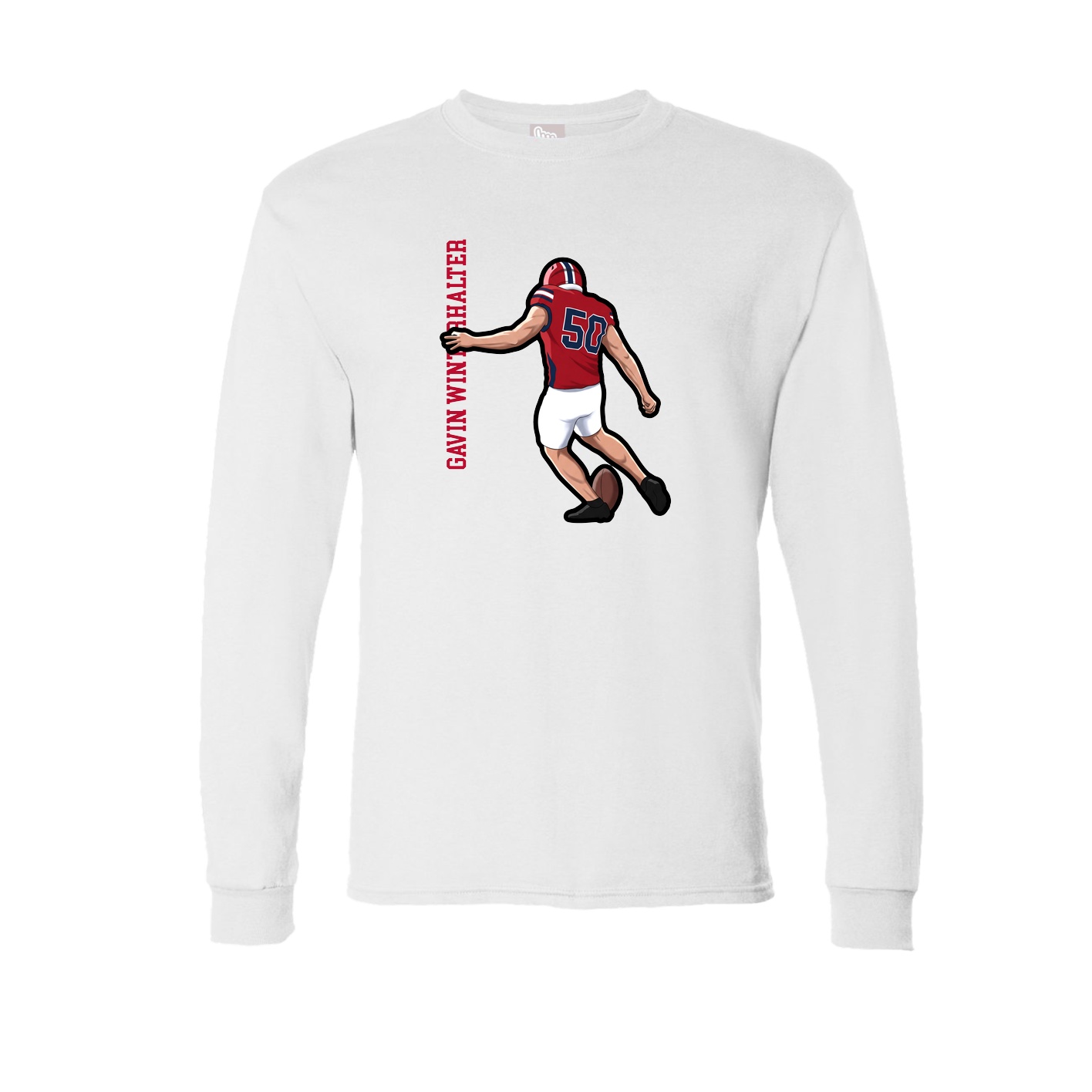 Long Sleeve Tee — Name Vertical in White