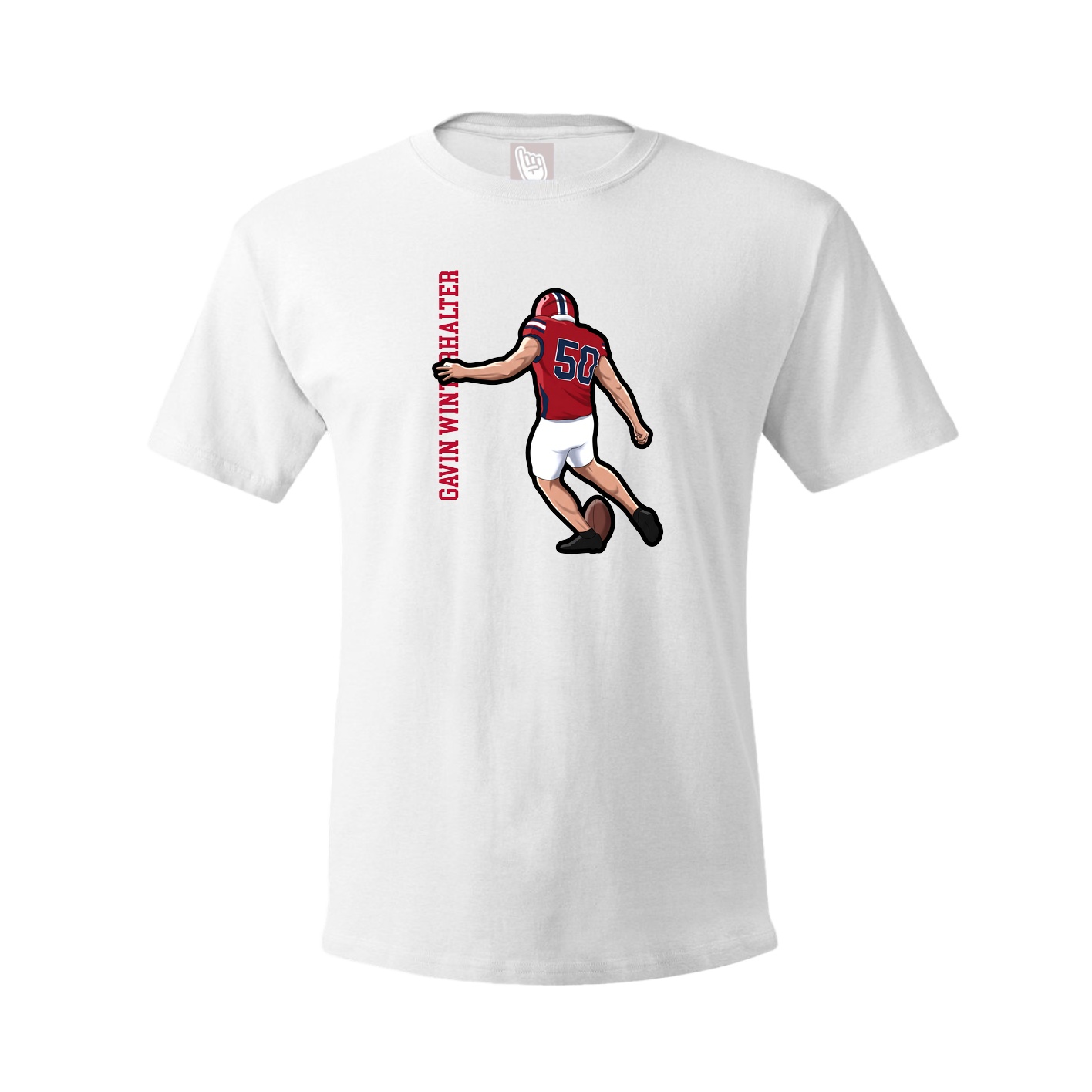 Youth Tee — Name Vertical in White