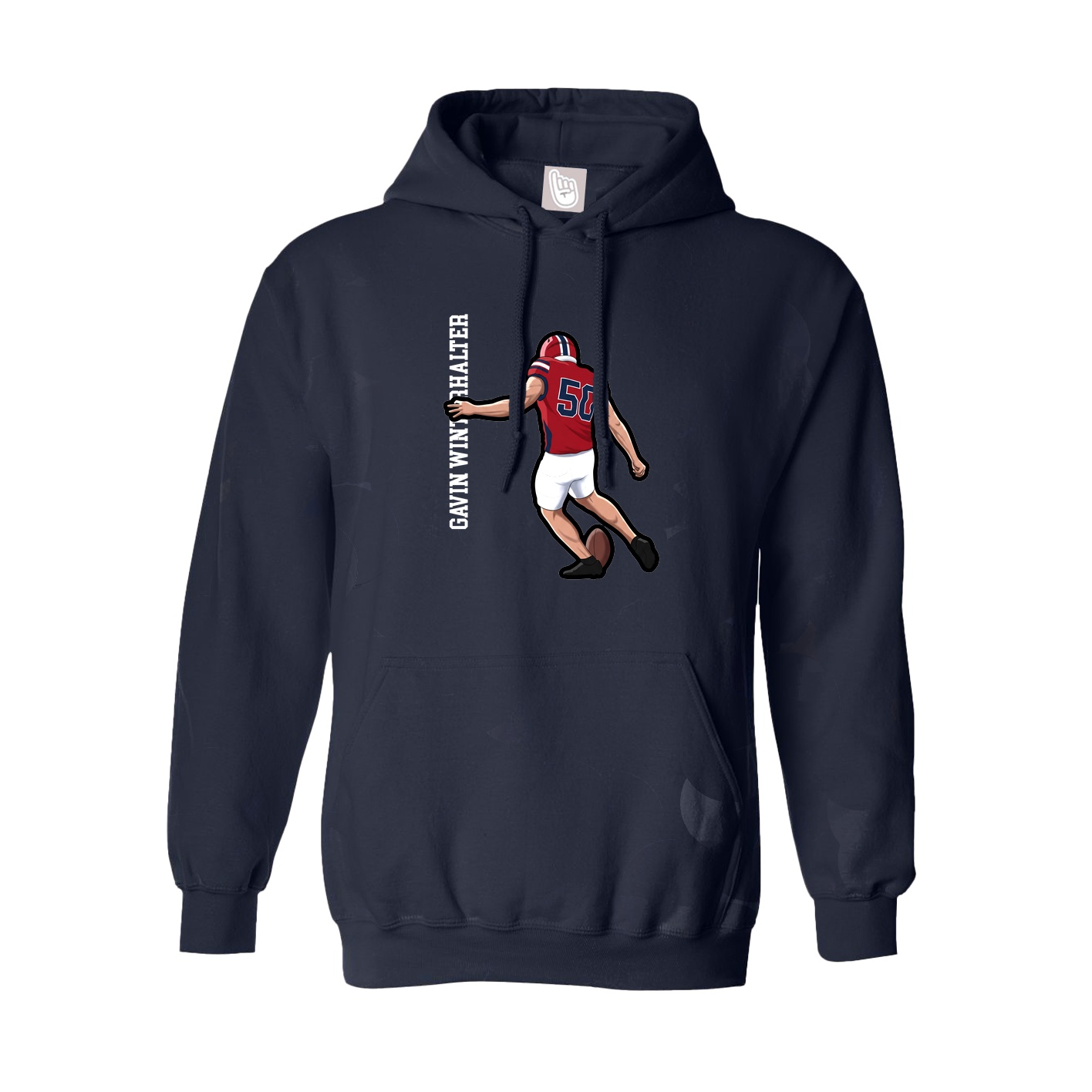 Hoodie — Name Vertical in Navy