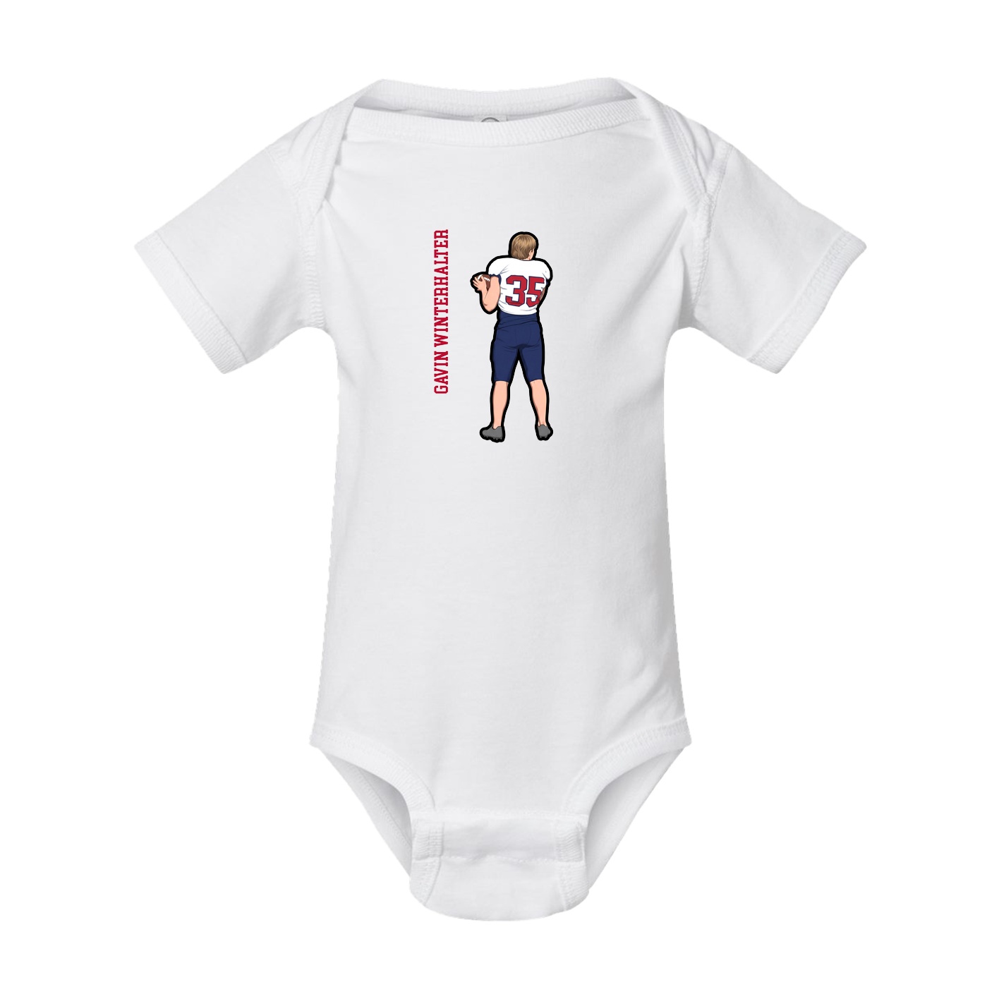 Baby Onesie — Name Vertical in White