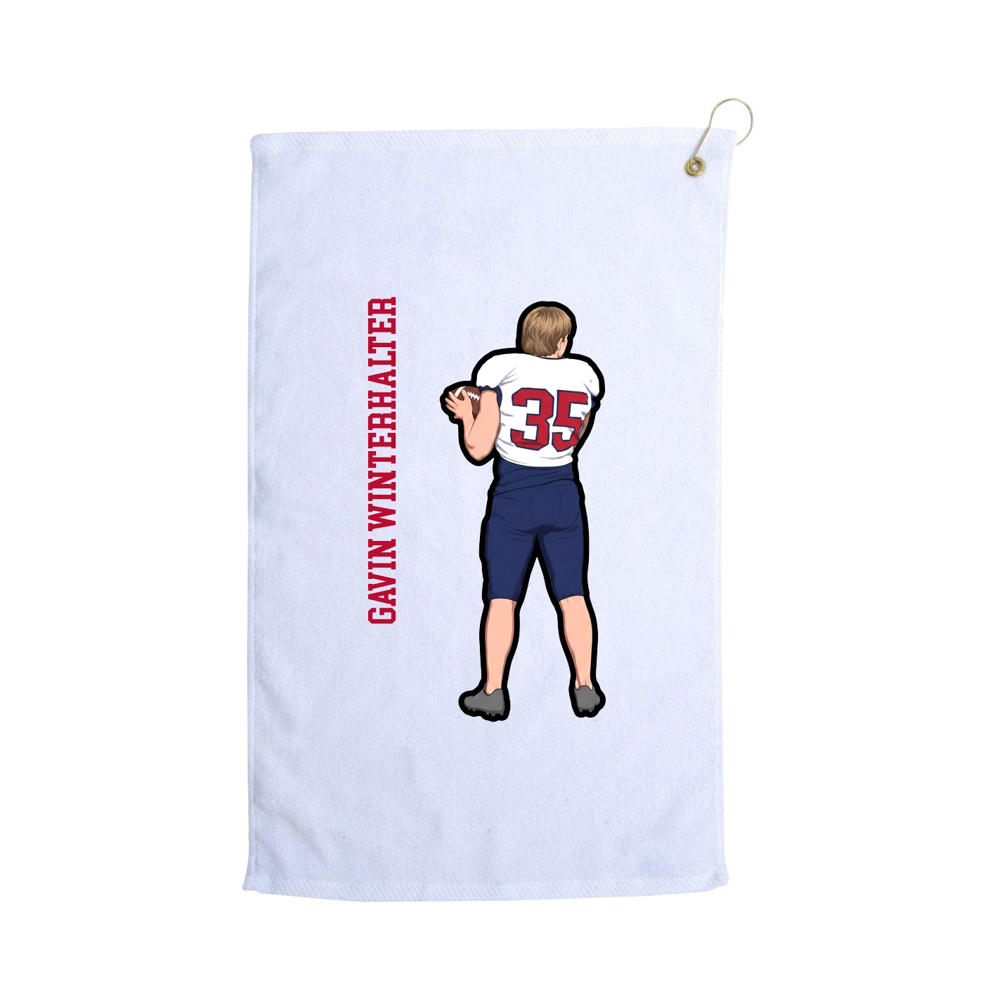 Golf Towel — Name Vertical in White