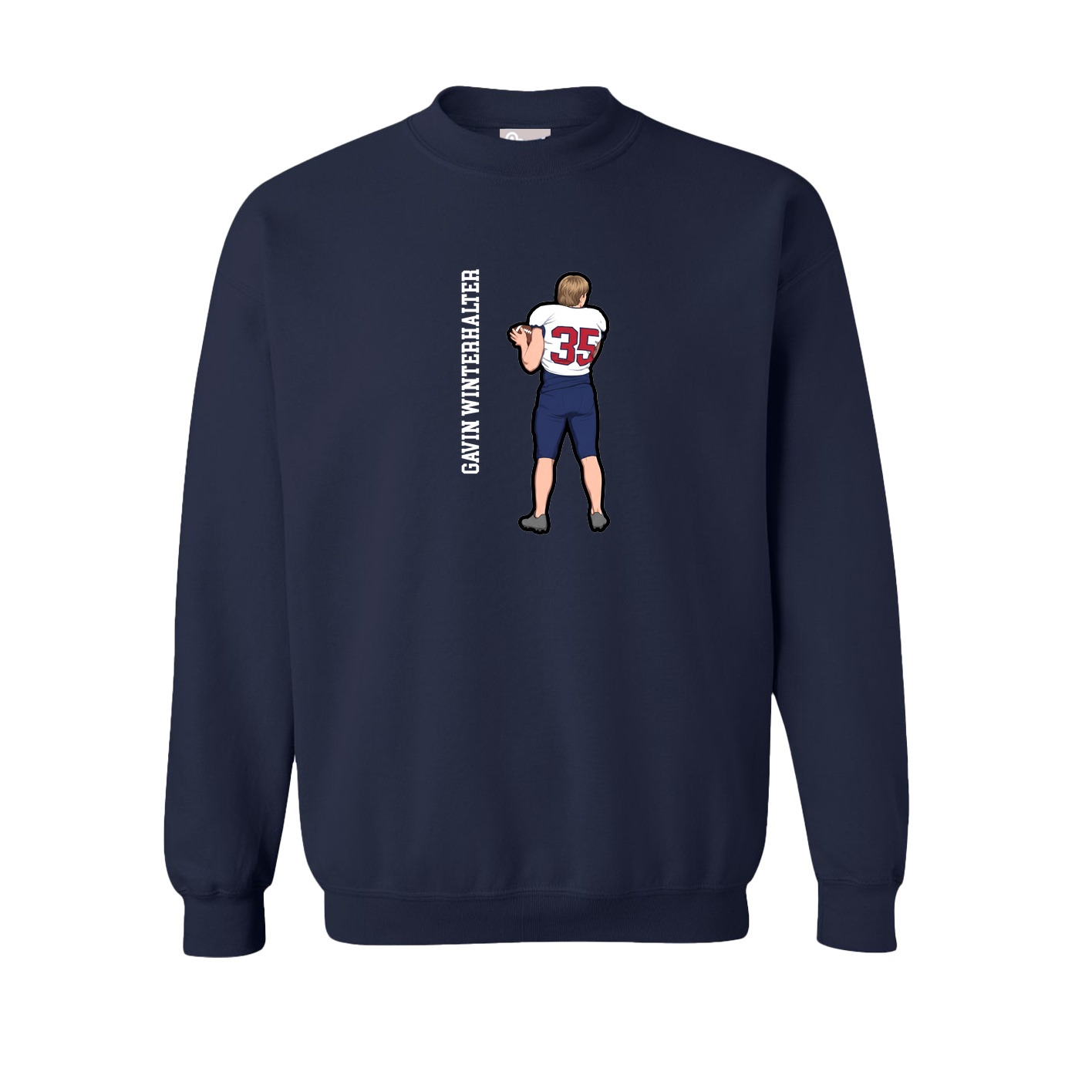 Fleece Crew — Name Vertical in Navy
