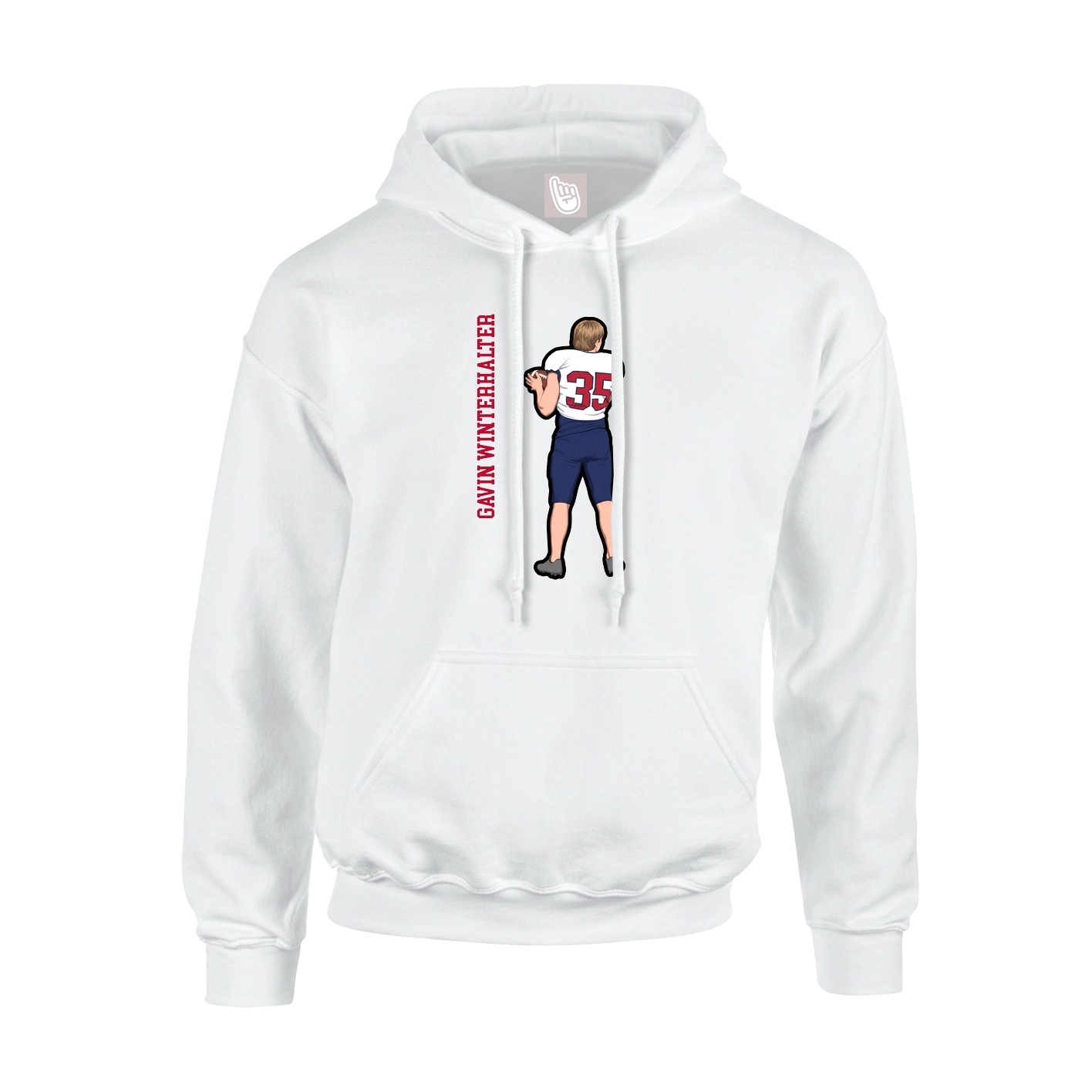 Youth Hoodie — Name Vertical in White