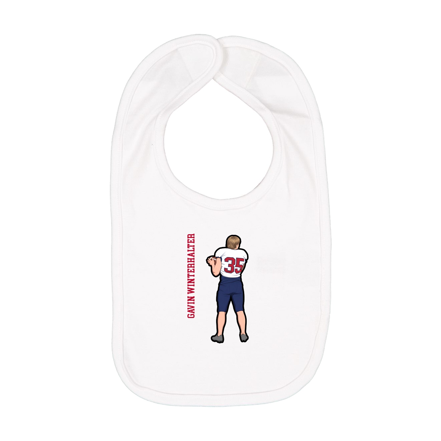 Infant Bib — Name Vertical in White