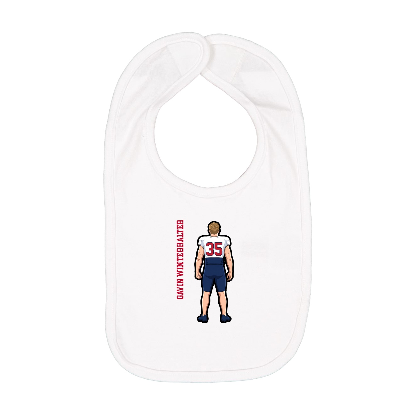 Infant Bib — Name Vertical in White