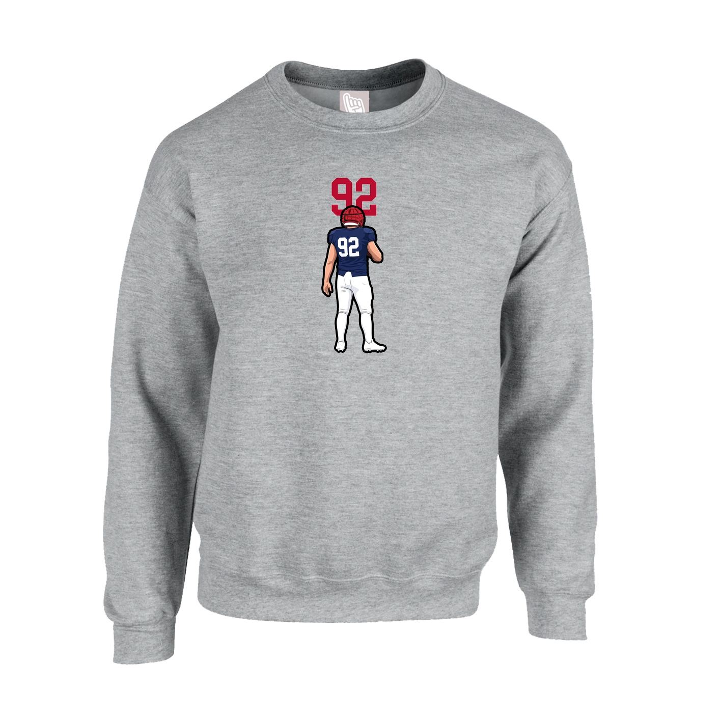 Fleece Crew — Number Top in Grey