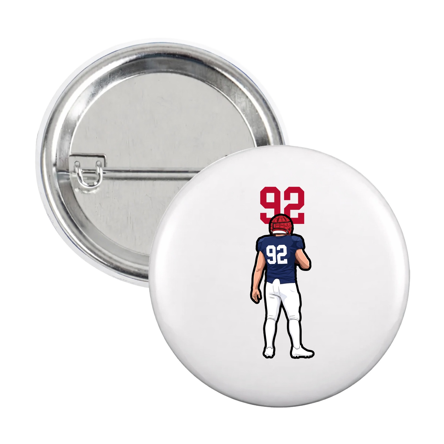 Game Day Button — Number Top in White
