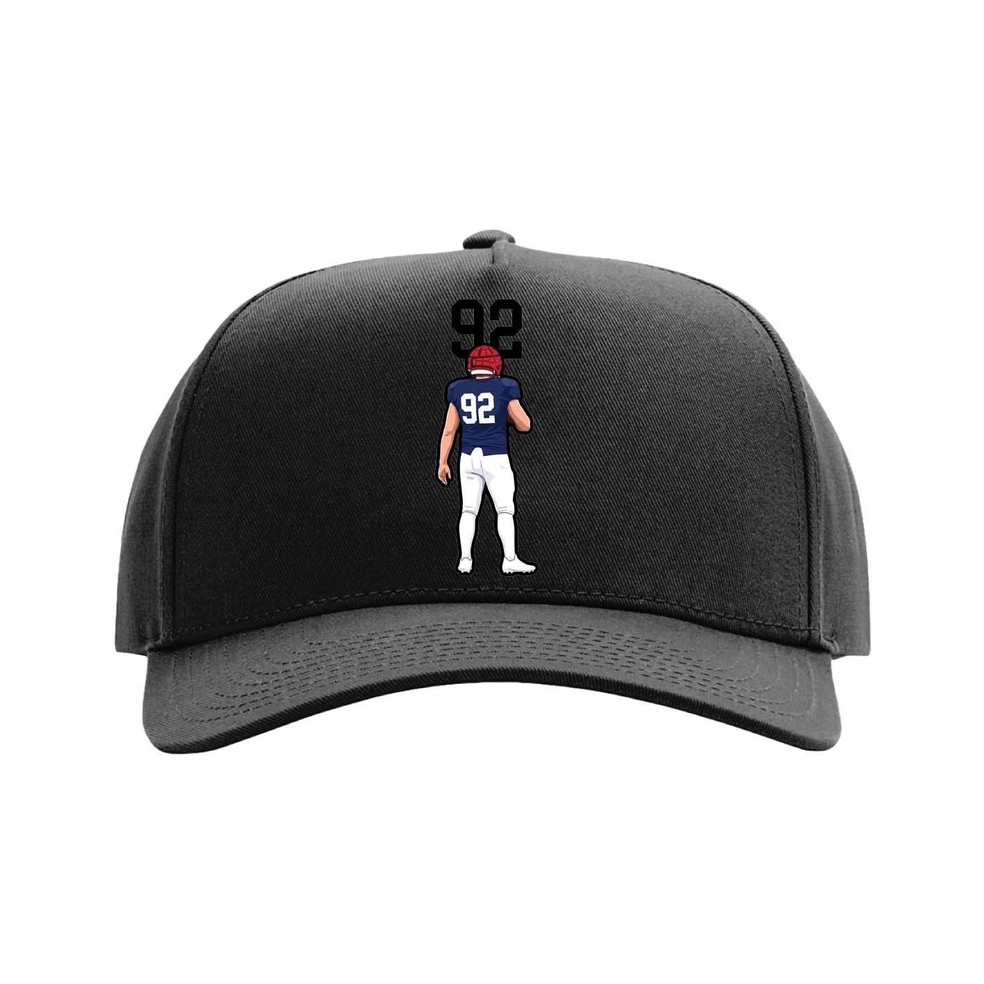 Full Fabric Five-Panel Champ Cap — Number Top in Black