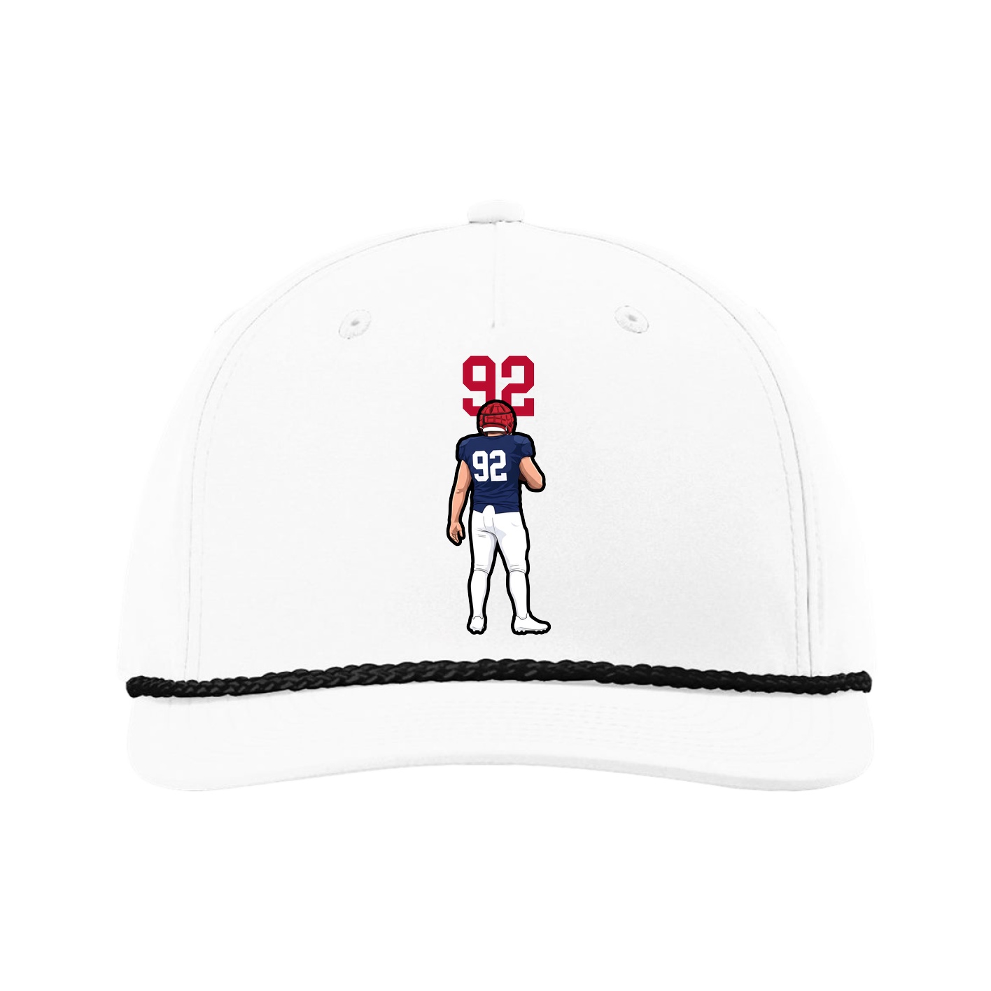Five-Panel Classic Rope Cap — Number Top in White