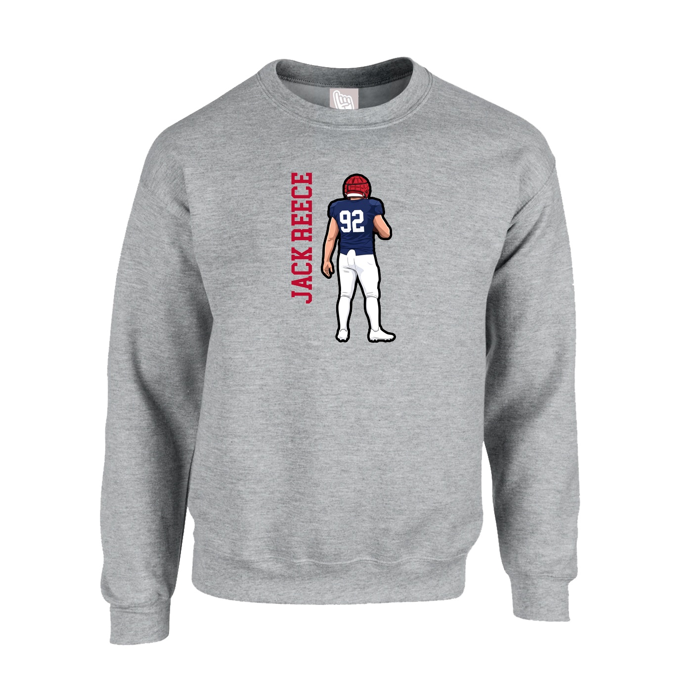 Fleece Crew — Name Vertical in Grey