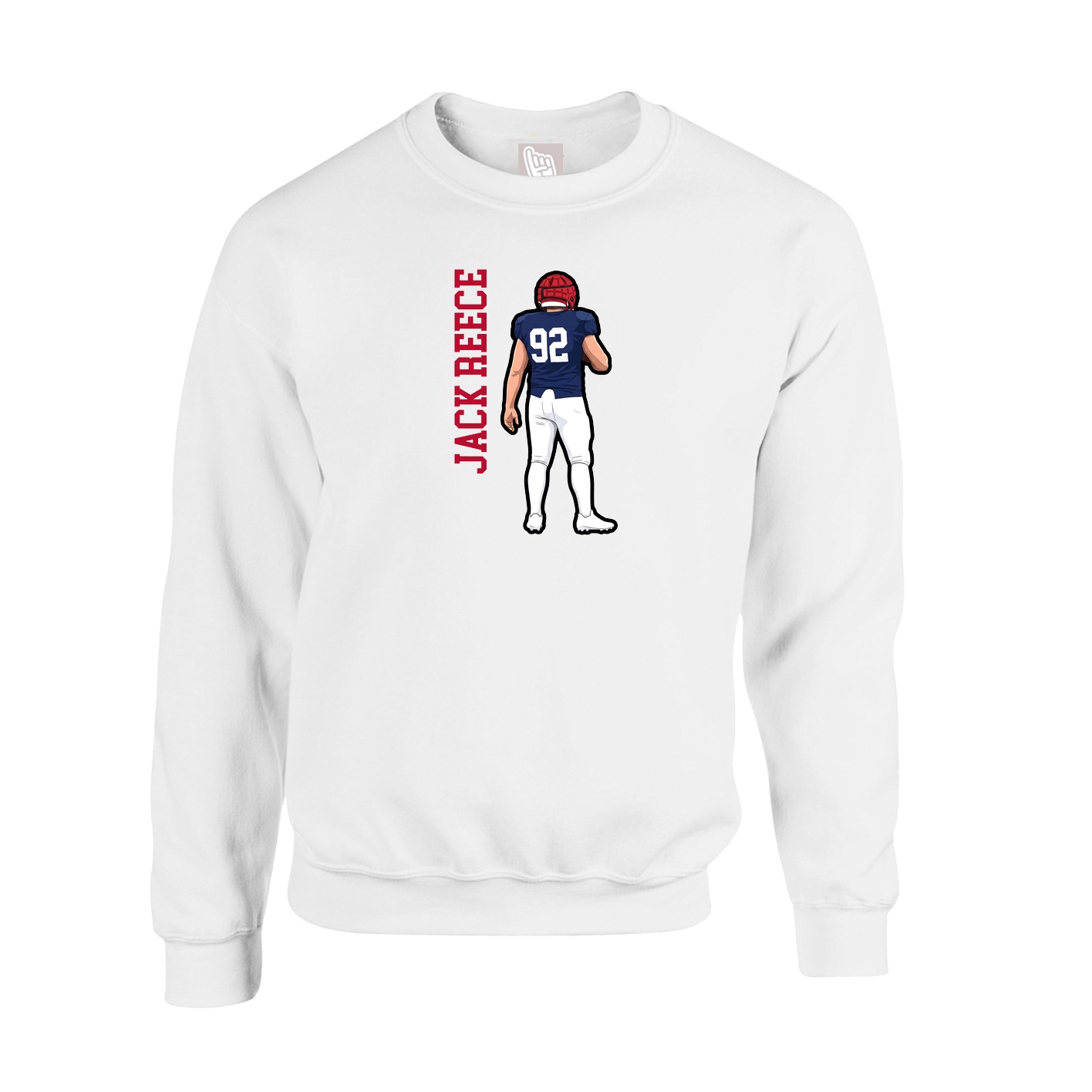 Fleece Crew — Name Vertical in White