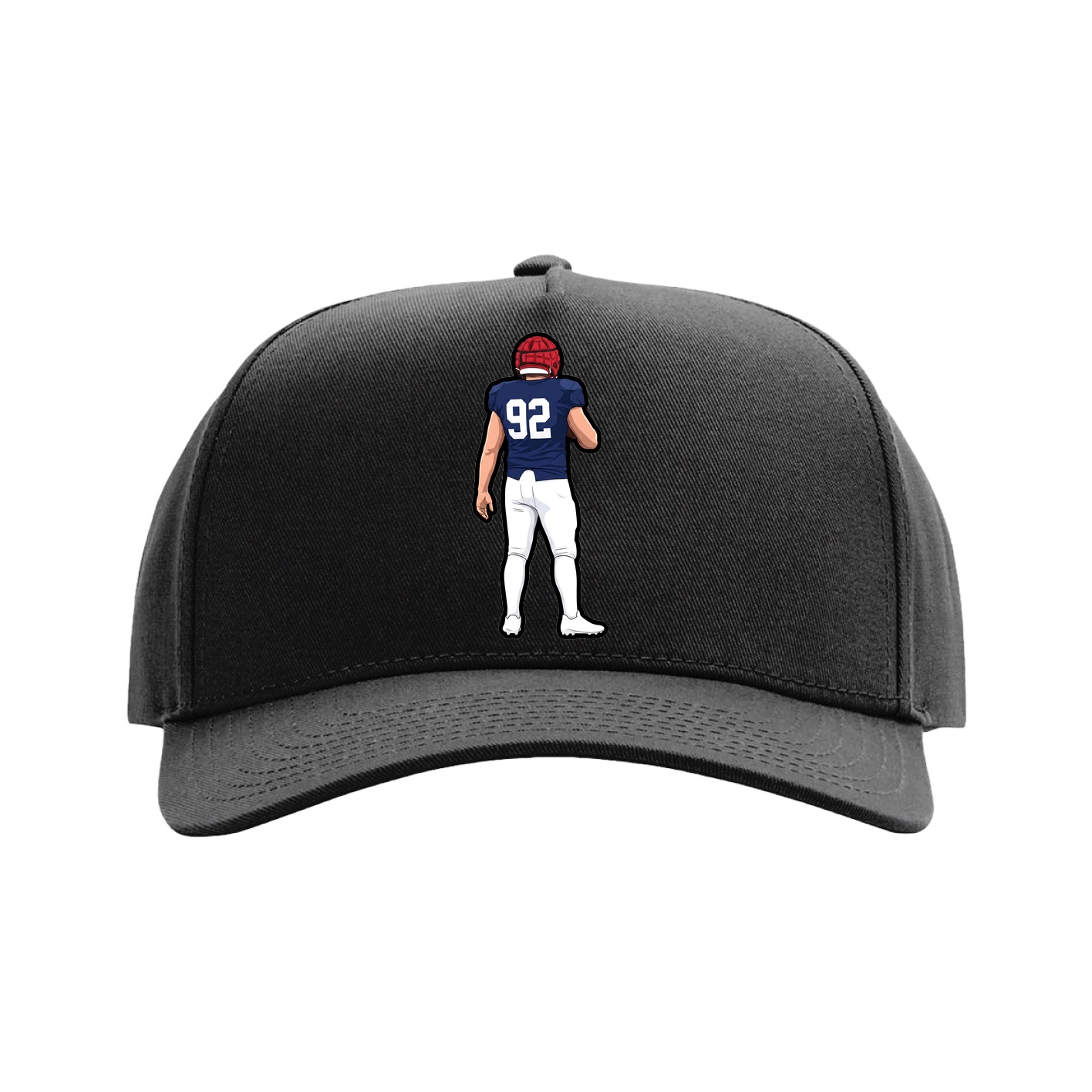 Full Fabric Five-Panel Champ Cap — Name Vertical in Black