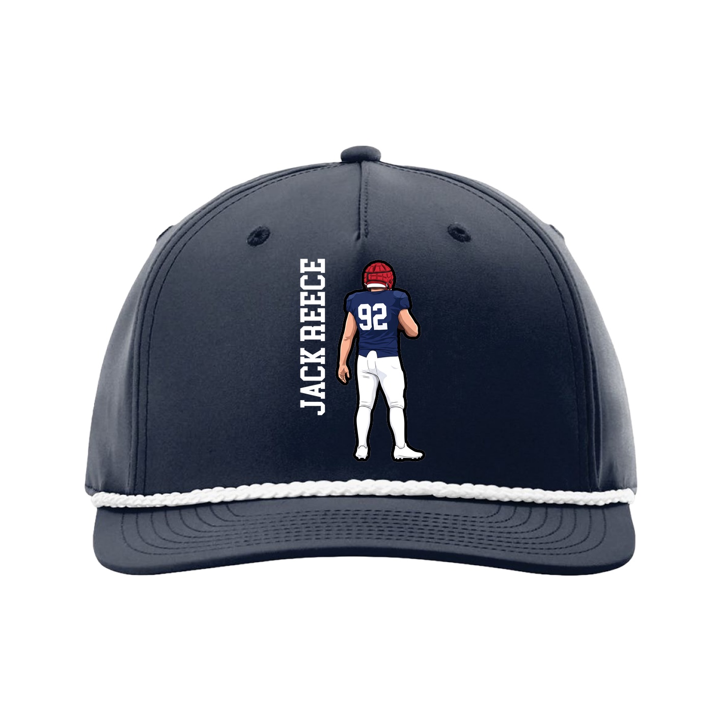 Five-Panel Classic Rope Cap — Name Vertical in Navy