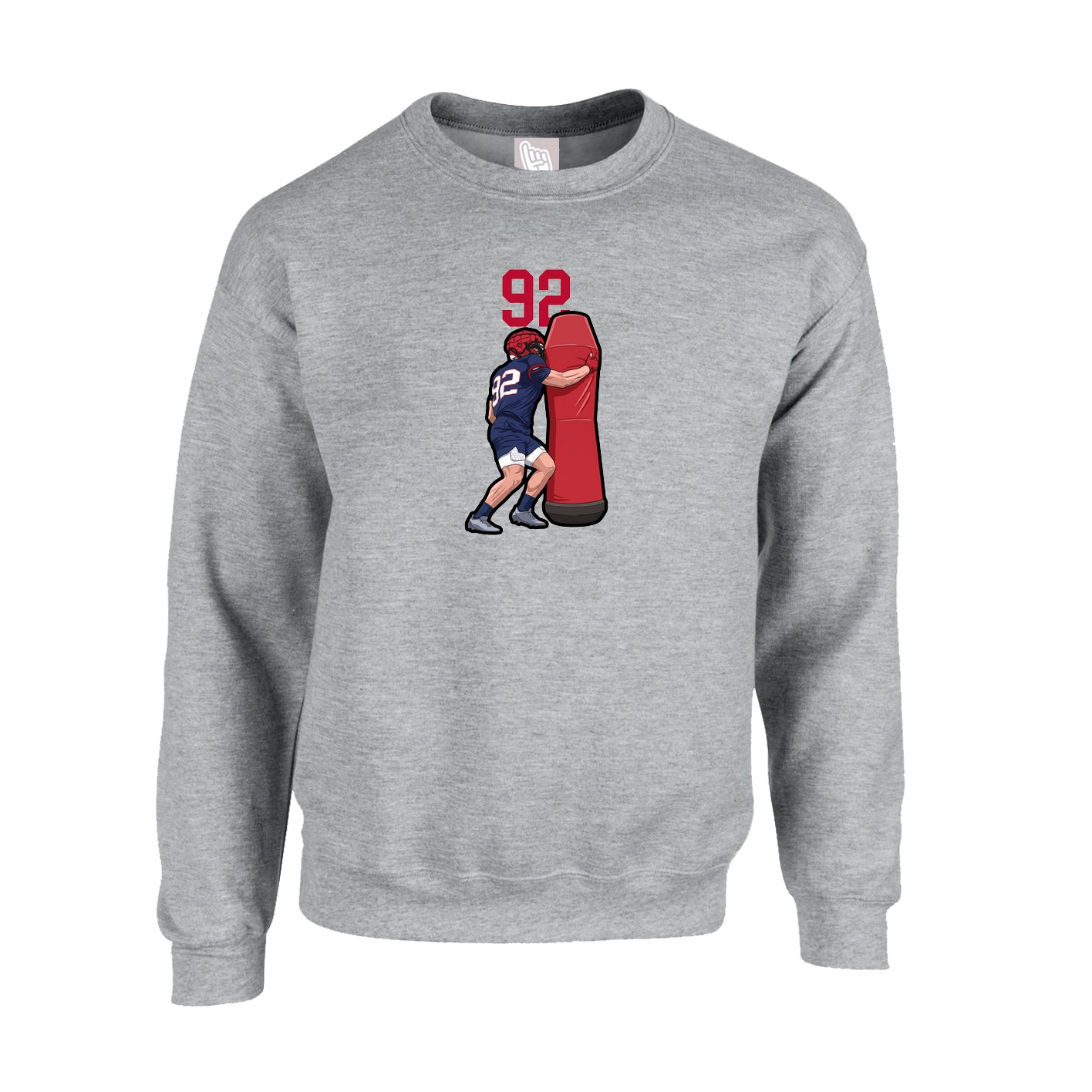 Fleece Crew — Number Top in Grey