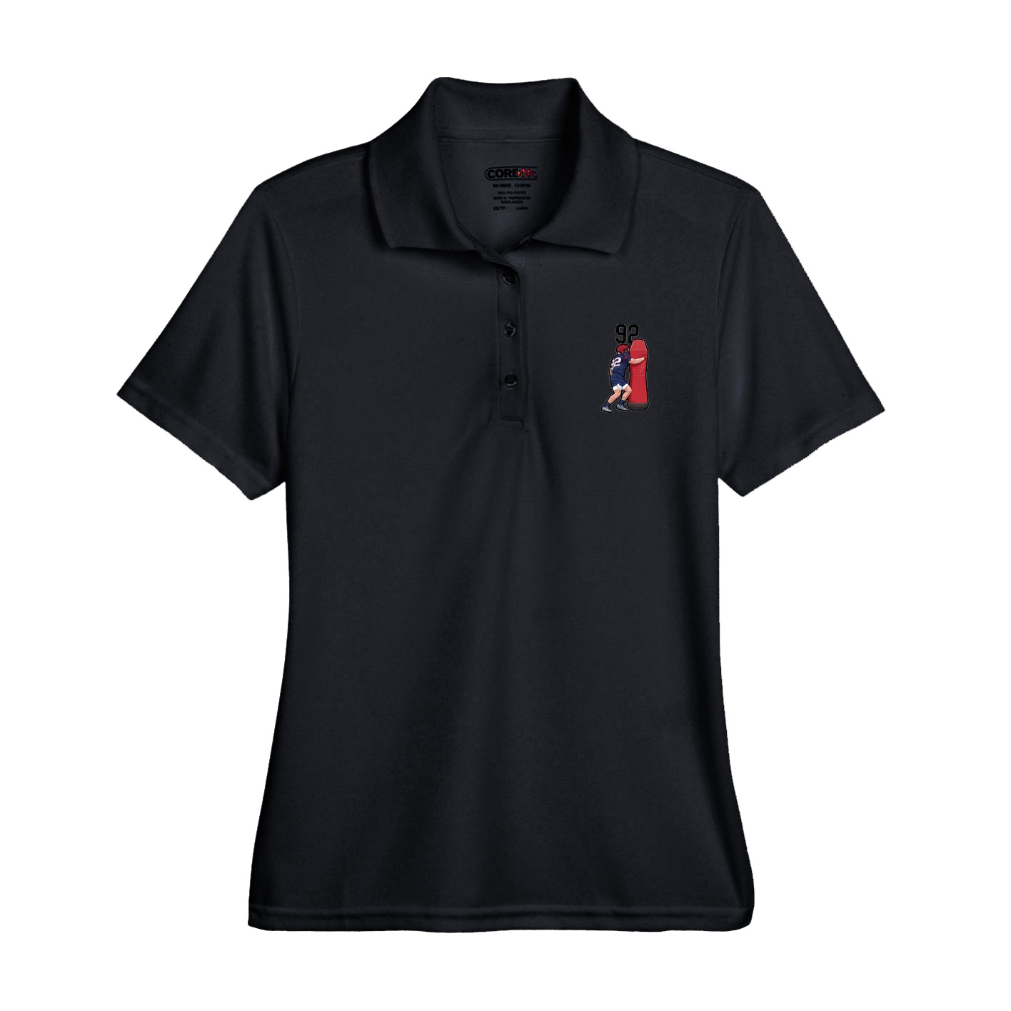 Womens Performance Polo — Number Top in Black