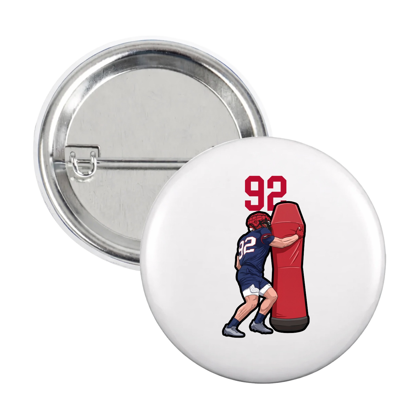 Game Day Button — Number Top in White