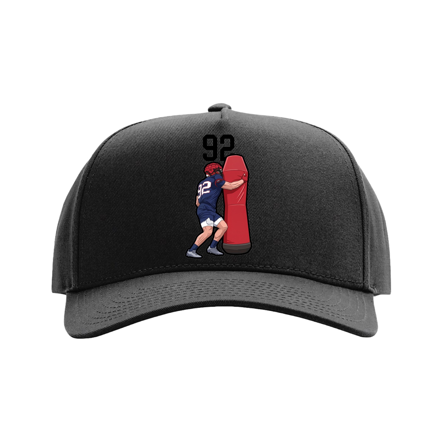 Full Fabric Five-Panel Champ Cap — Number Top in Black