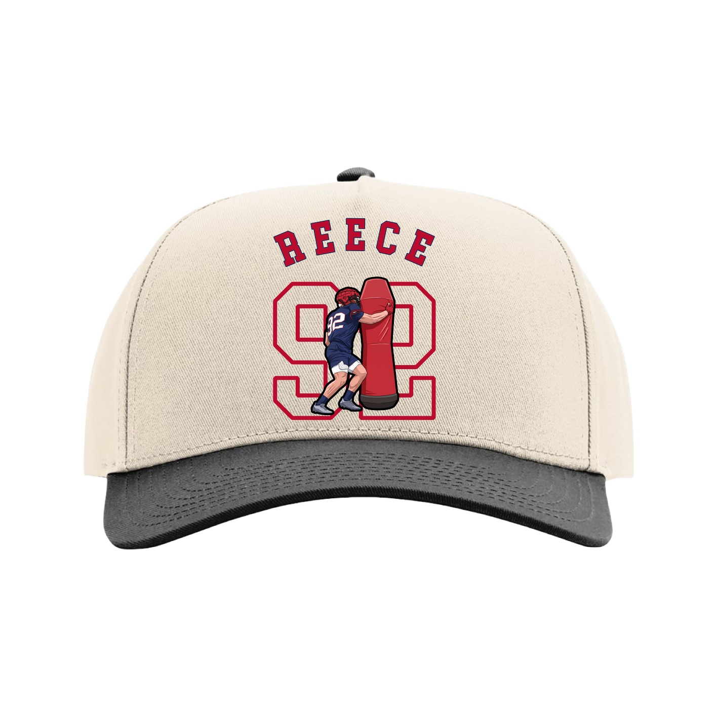 Full Fabric Five-Panel Champ Cap — Shirsey Arch in Cream/Black
