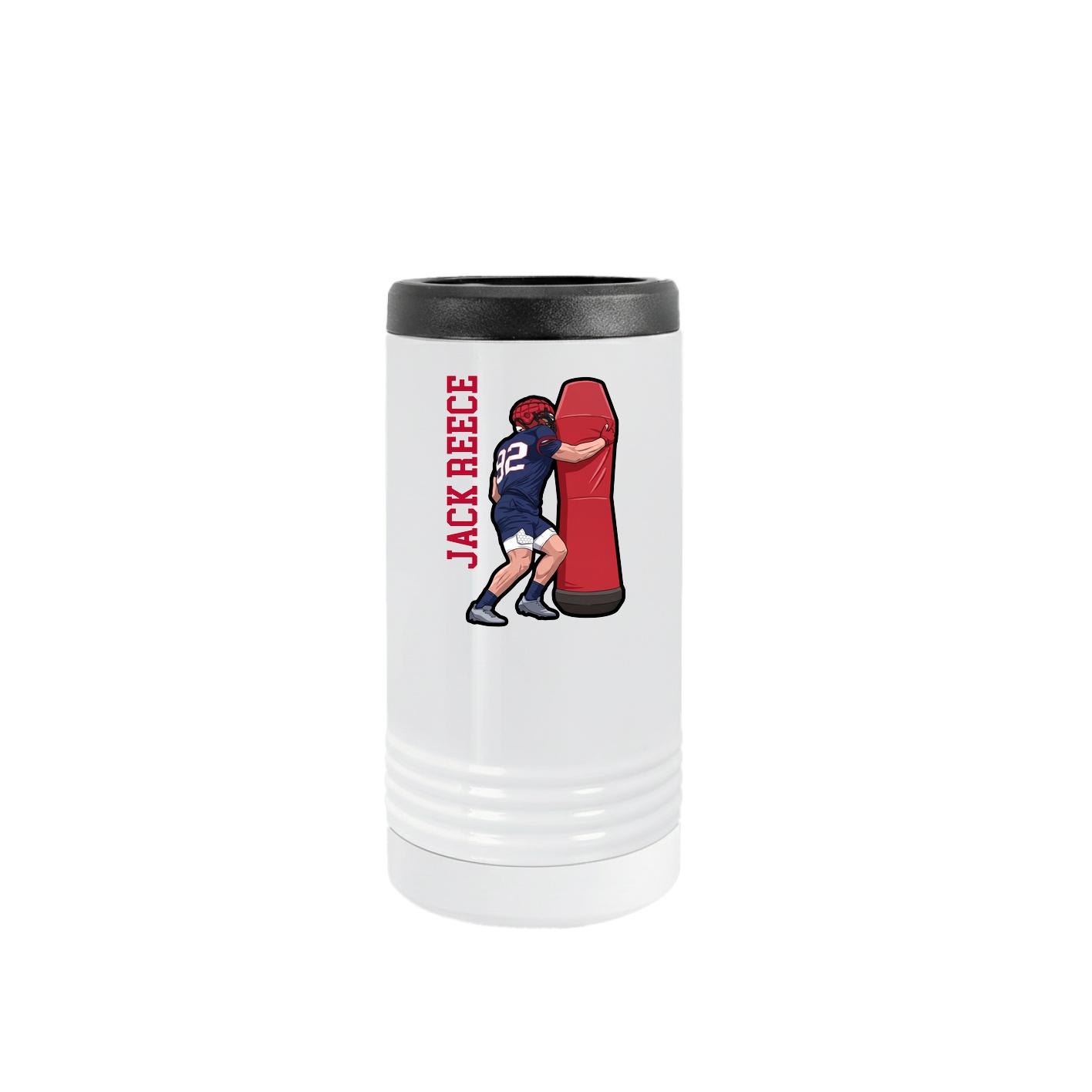 Slim Beverage Holder — Name Vertical in White