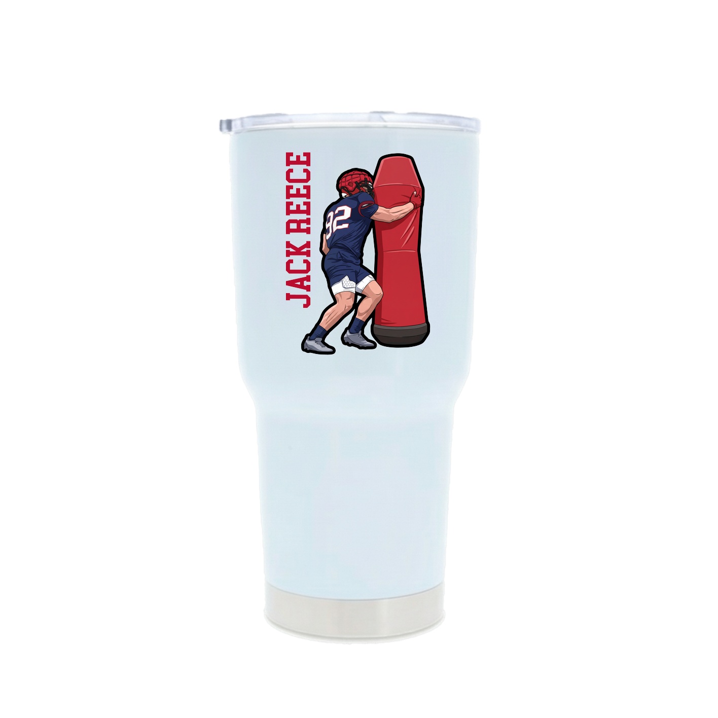 30oz Stainless Steel Tumbler — Name Vertical in White