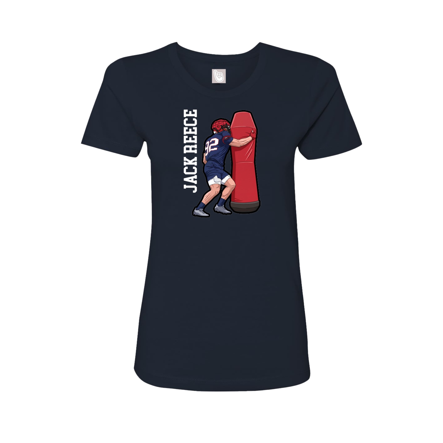 Fitted Women's Tee — Name Vertical in Navy