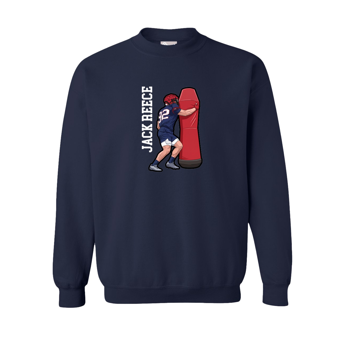 Fleece Crew — Name Vertical in Navy